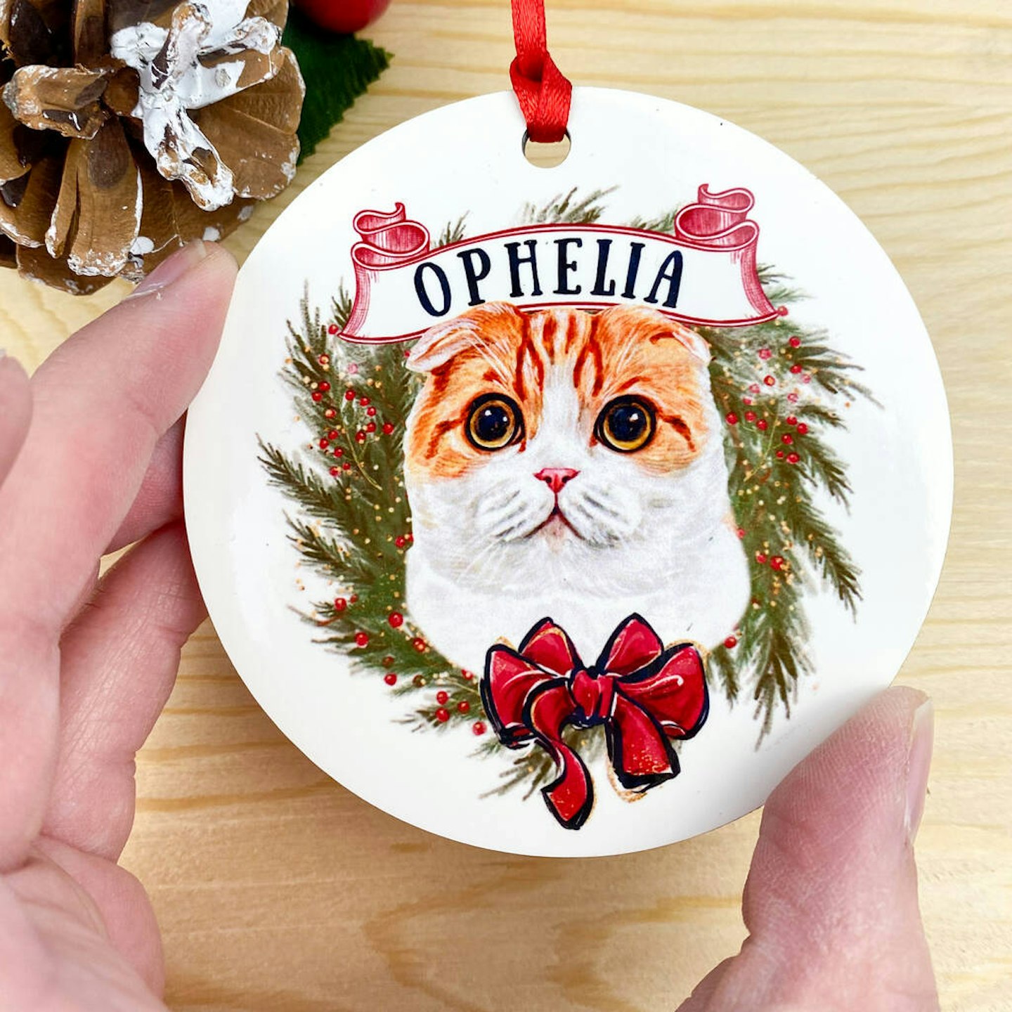 DinkiBelle Personalised Christmas Cat Baubles Decorations