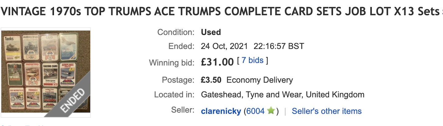 eBay vintage ace trumps complete sets