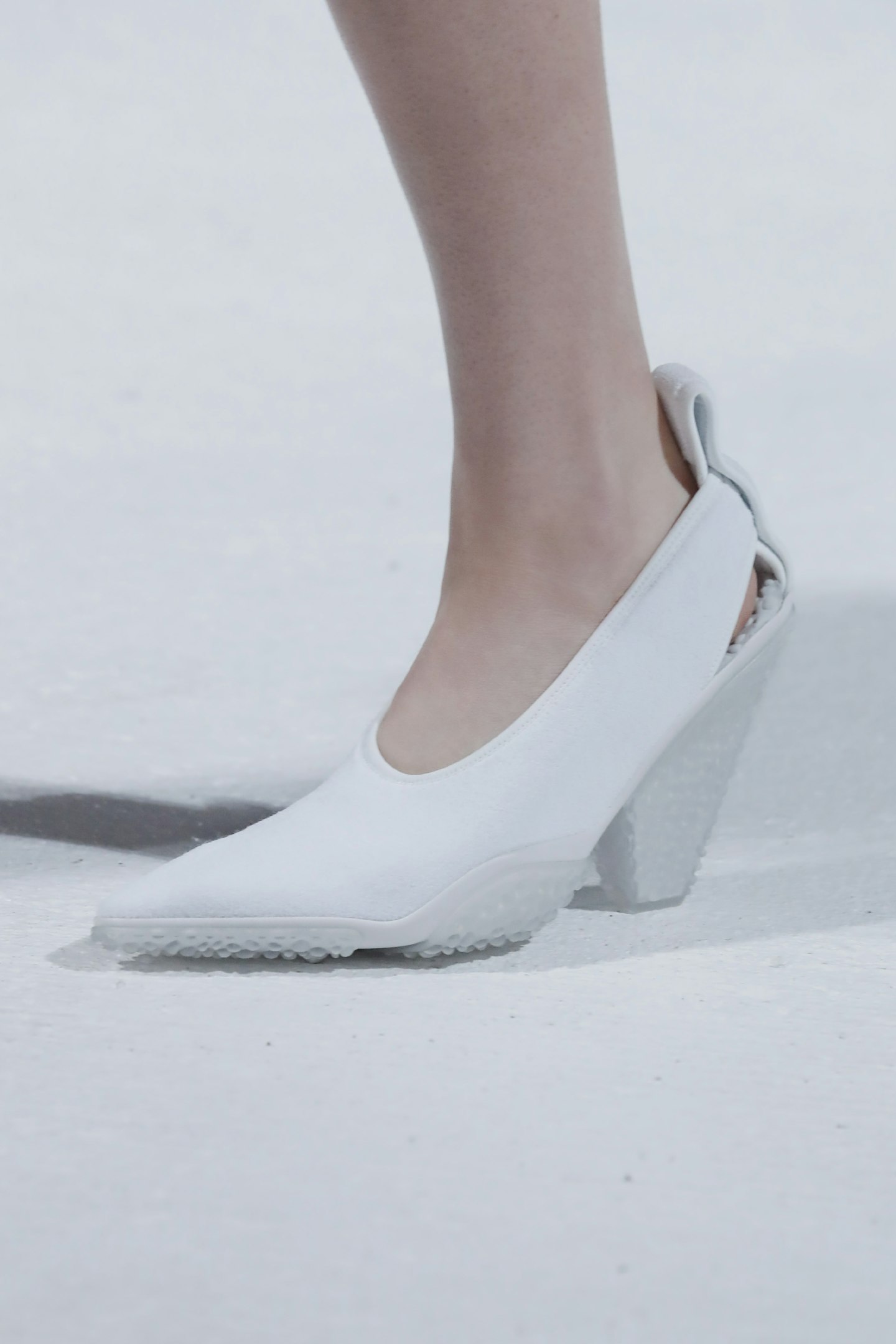 A pointy pump on the catwalk at Bottega Veneta
