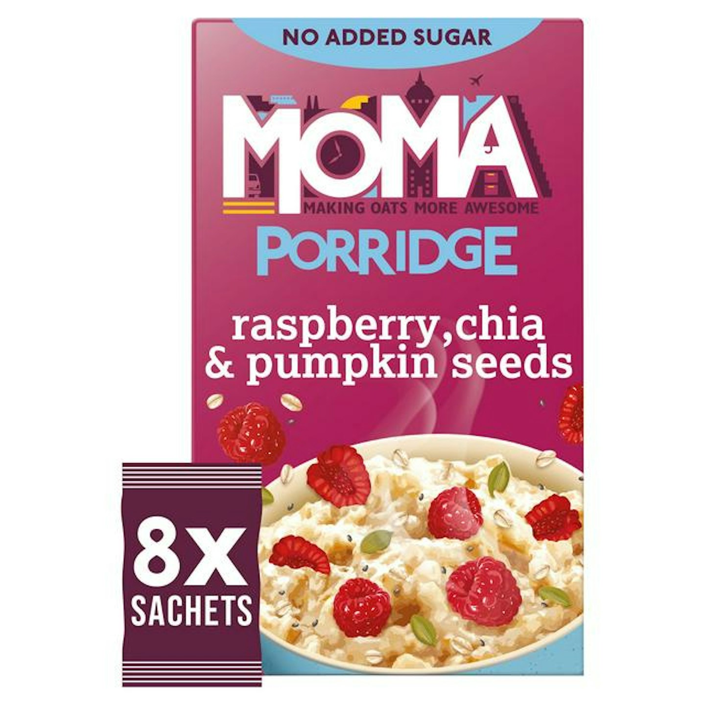 Moma Porridge Raspberry, Chia & Pumpkin Seeds Sachets