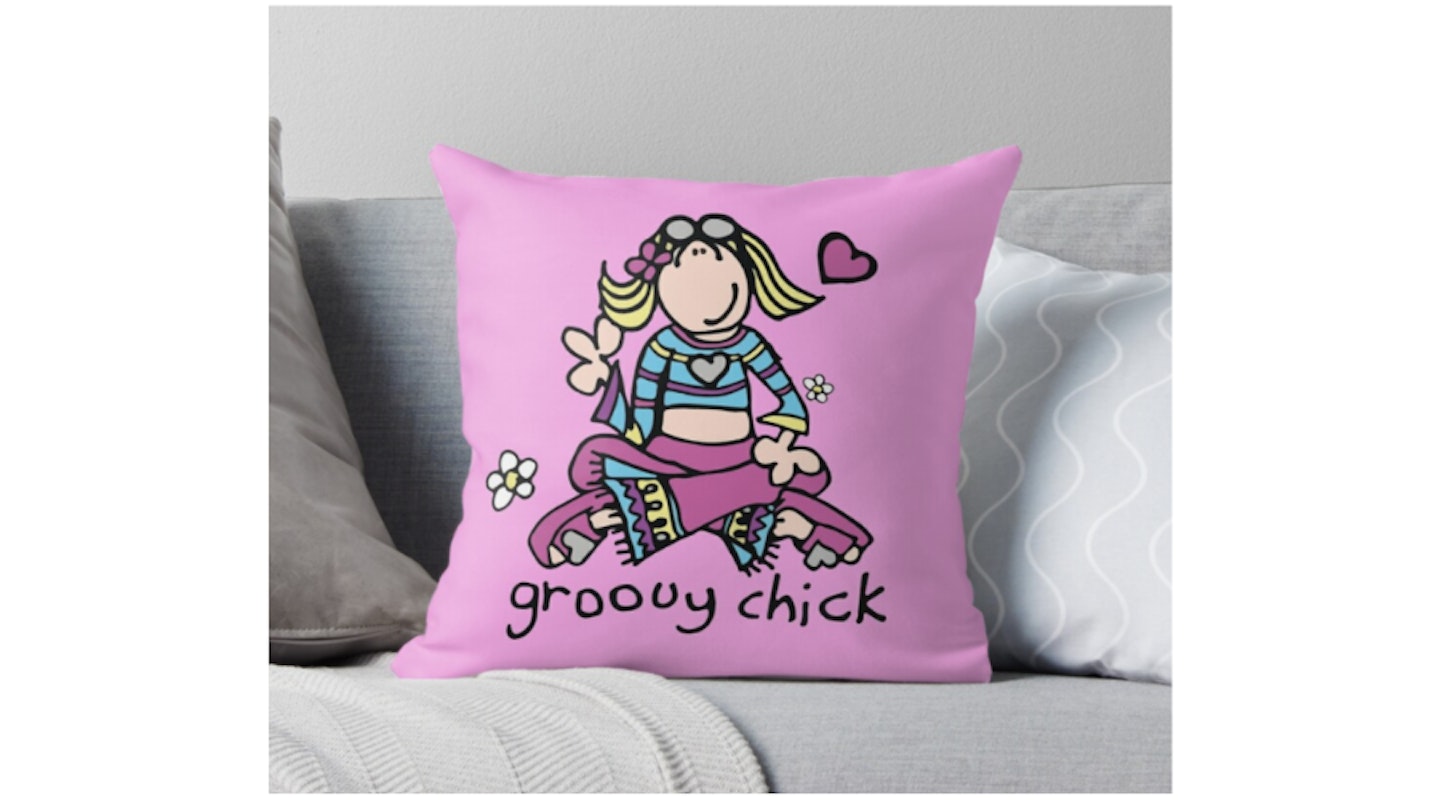 groovy chick Throw Pillow