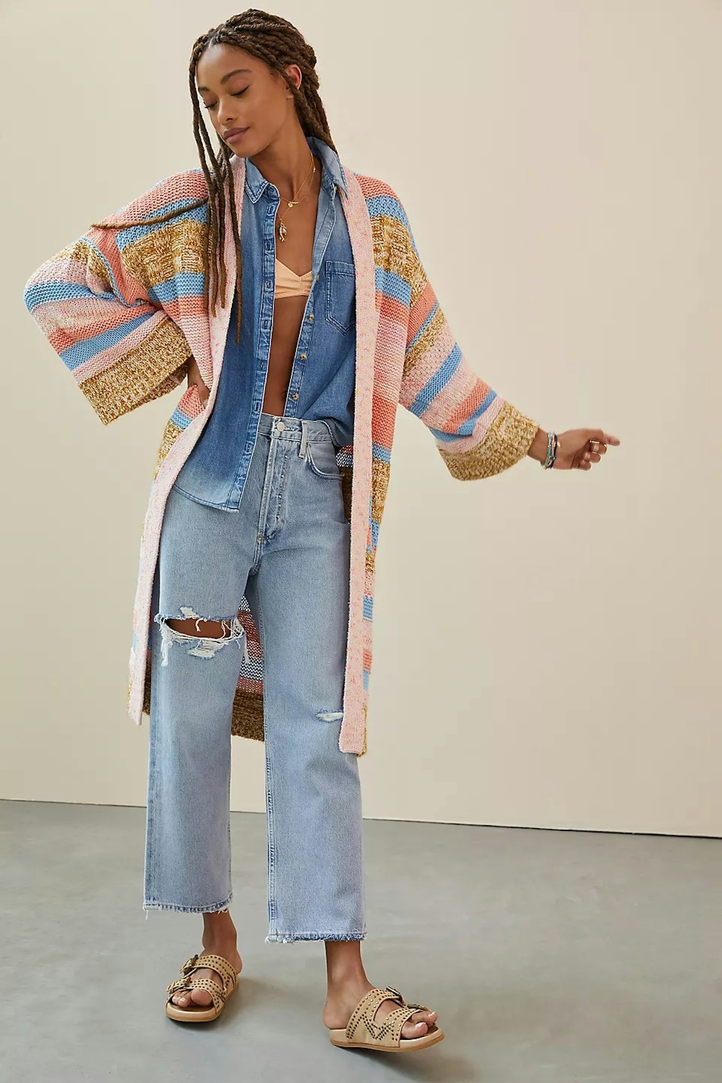 Textured-Striped-Cardigan-love-quinn-you-season-3-cafe