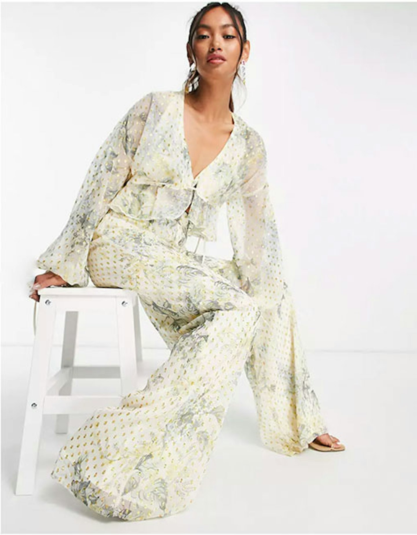 ASOS-DESIGN-Co-ord-printed-blouson-sleeve-top-and-wide-leg-printed-trousers-love-quinn-you-season-3-charades-co-ord