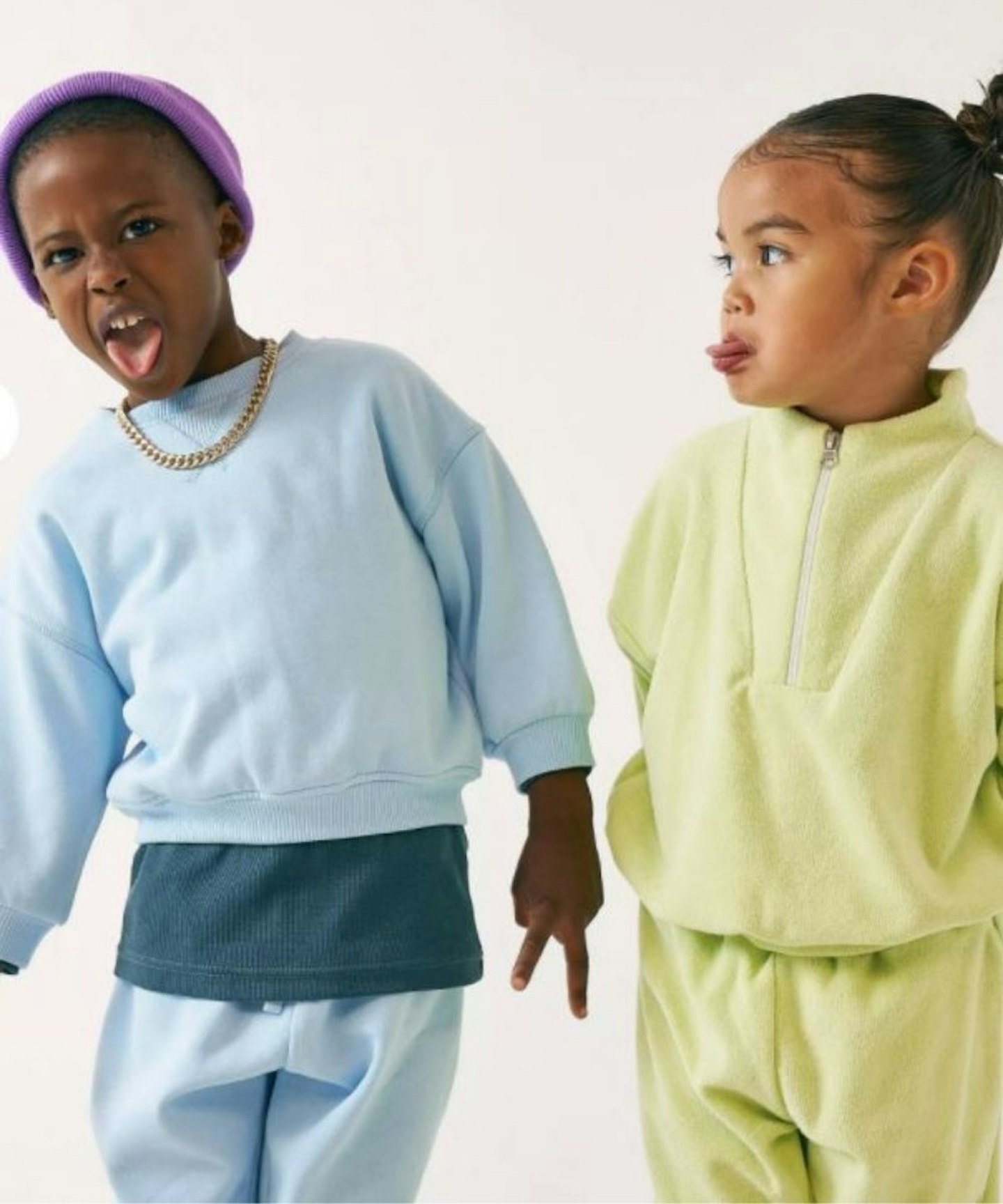 mg kids lime co ord towelling funnel neck zip sweatshirt (4-7 years)