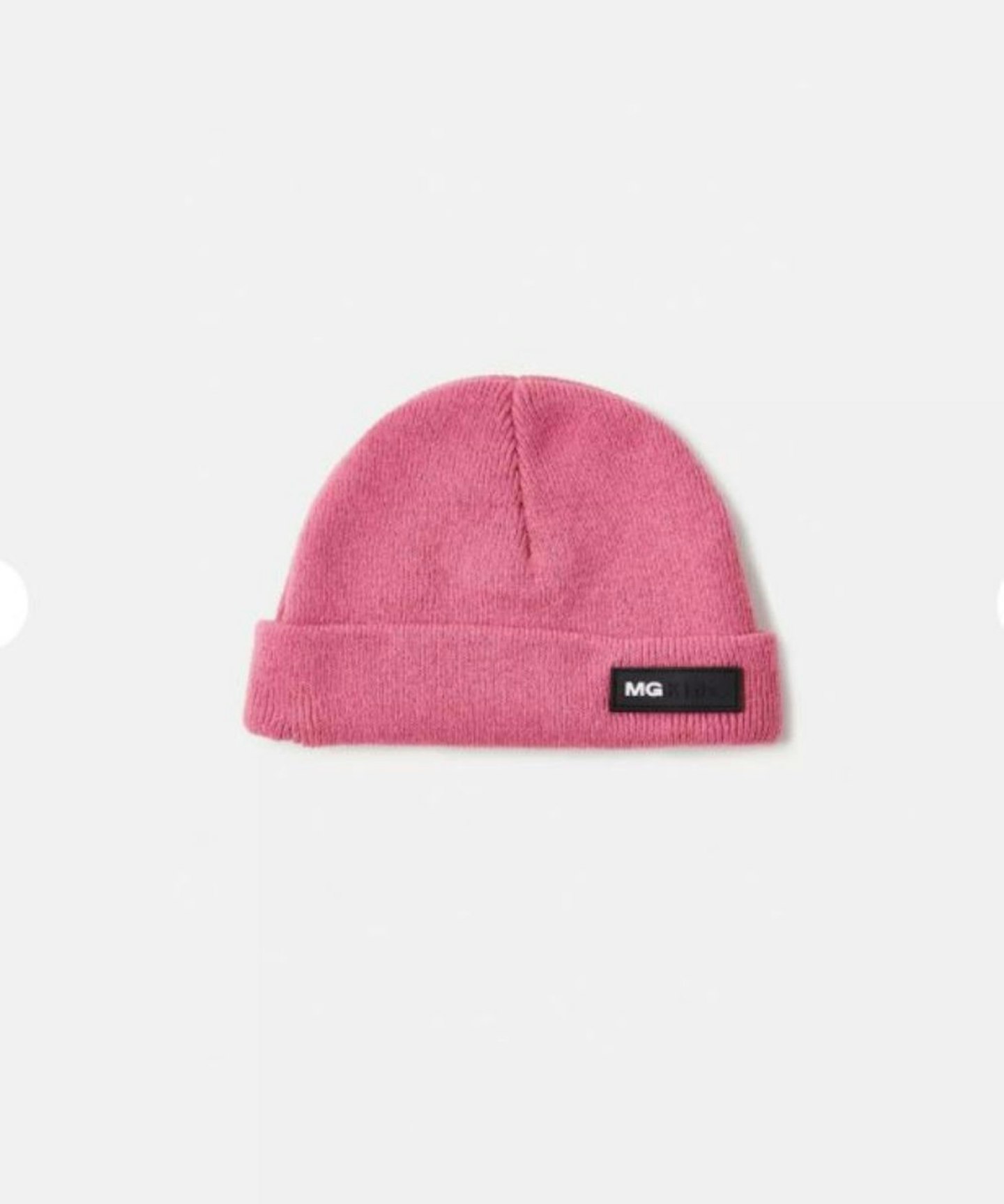mg kids pink rubber badge ribbed beanie hat (2-7 years)