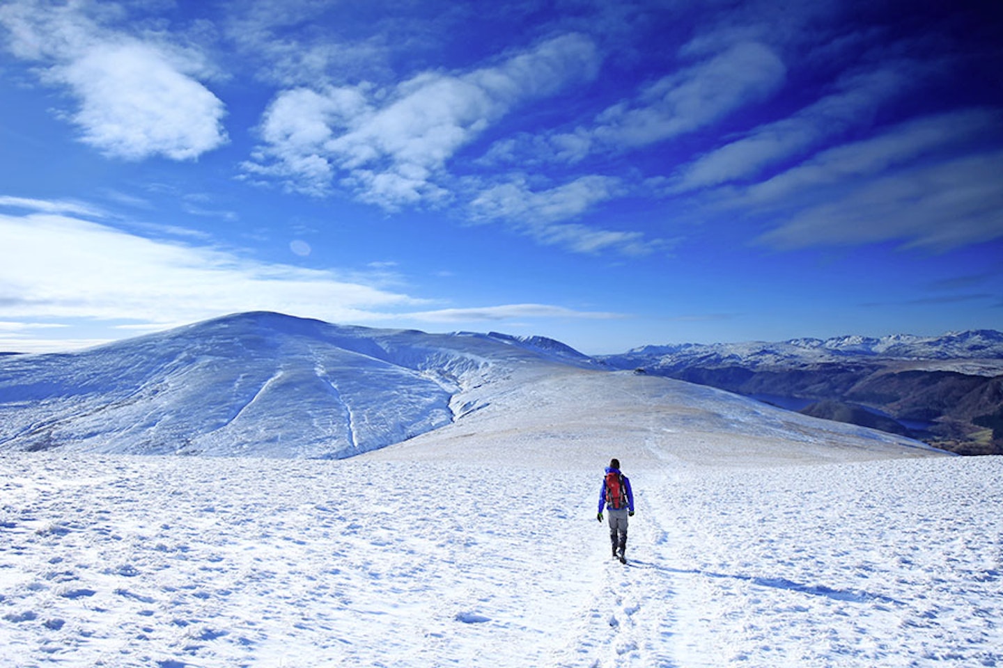 Leaving Clough Head and heading for Great Dodd on a wide ridge that forms the spine of Lakeland’s Eastern Fells.