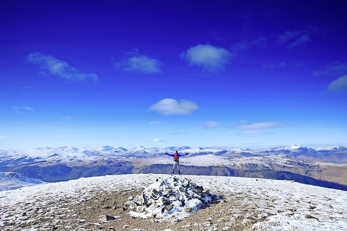 By the summit cairn on Watson’s Dodd, with a masterpiece view across the central, western and southern Lake District fells. What a place to walk winter!