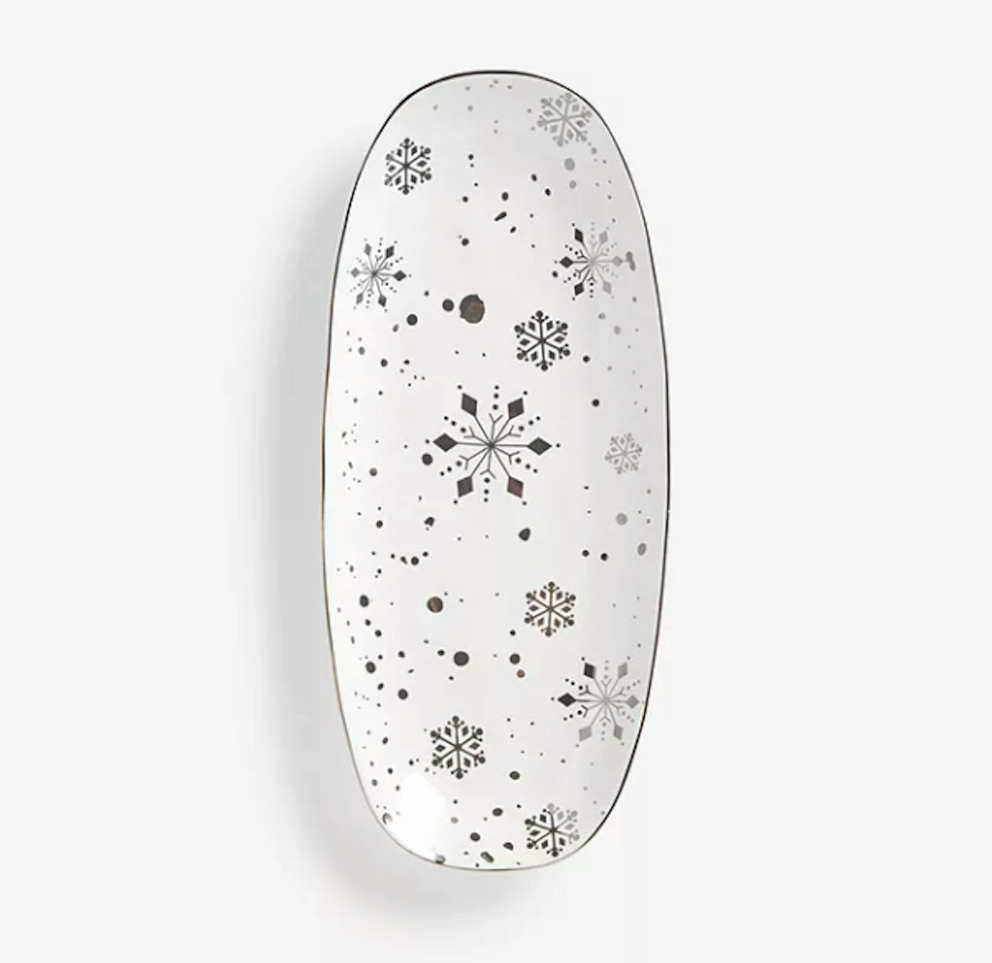 John Lewis & Partners Snow Stoneware Oblong Platter, 30.5cm, White
