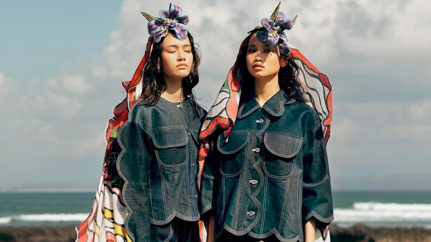 Two models wearing denim jackets from Toton