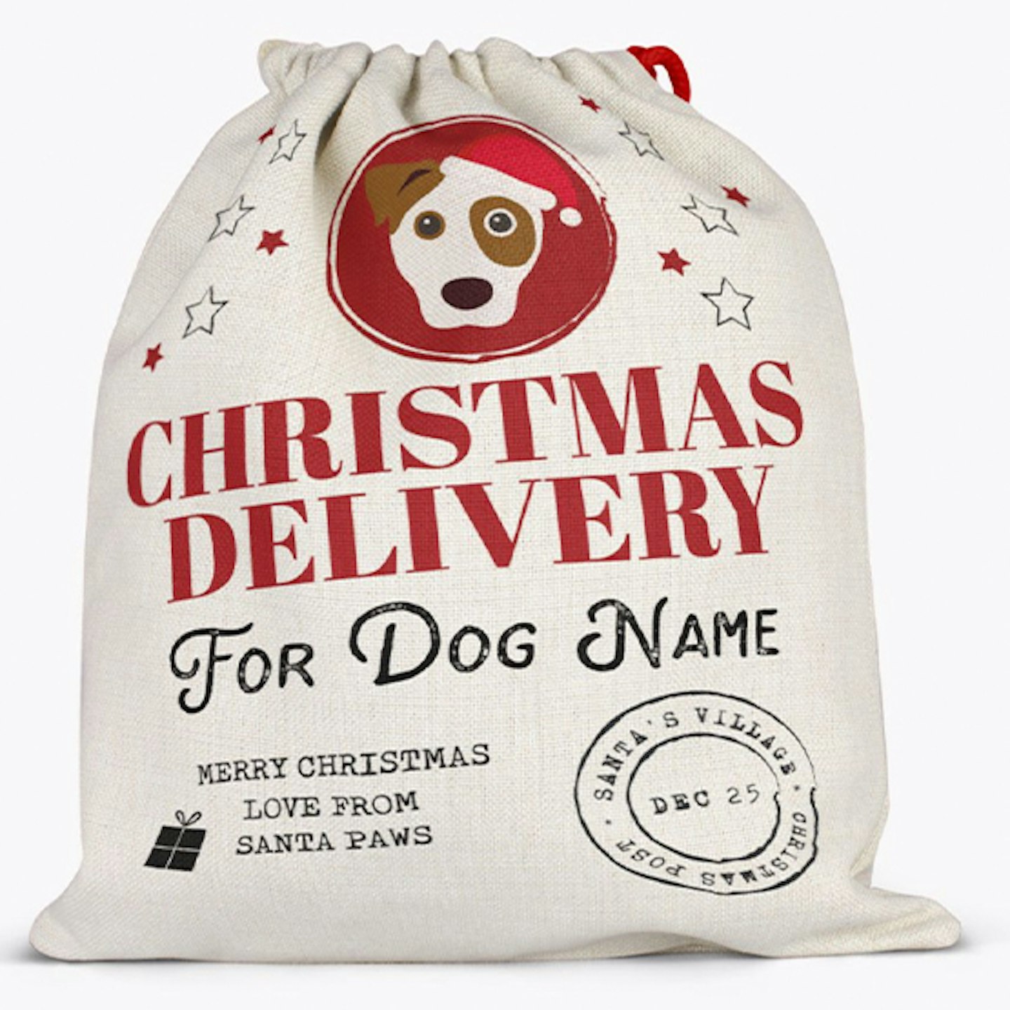 Personalised 'Christmas Delivery for your dog' Santa Sack