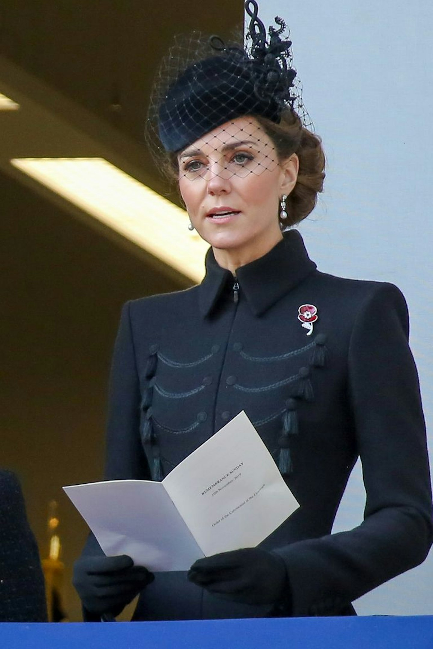Kate Middleton wearing the Codebreakers poppy brooch