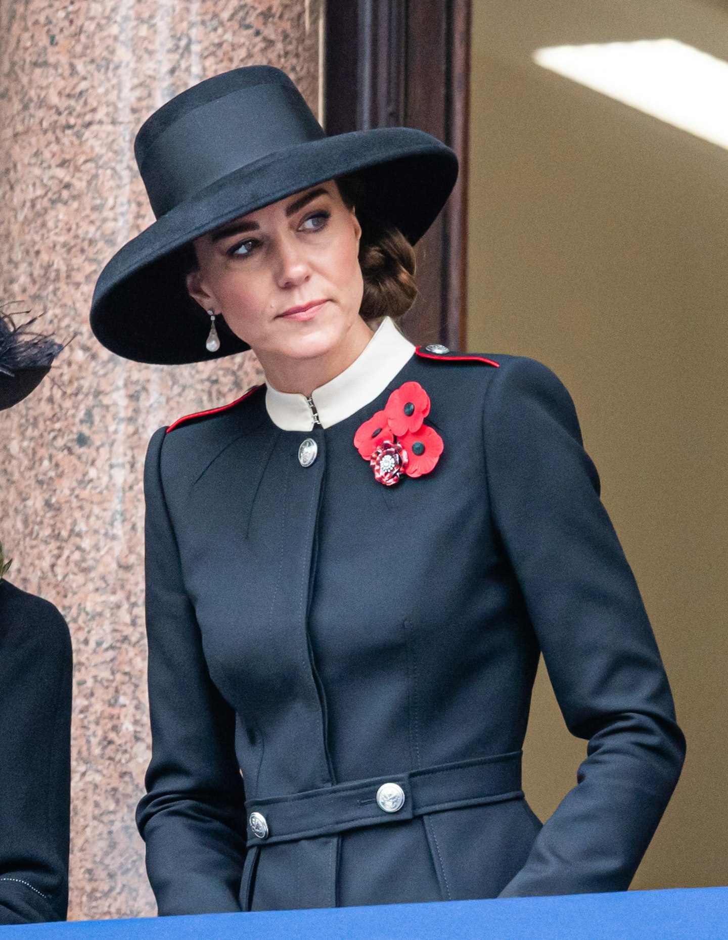 Kate Middleton wearing three poppies in 2021