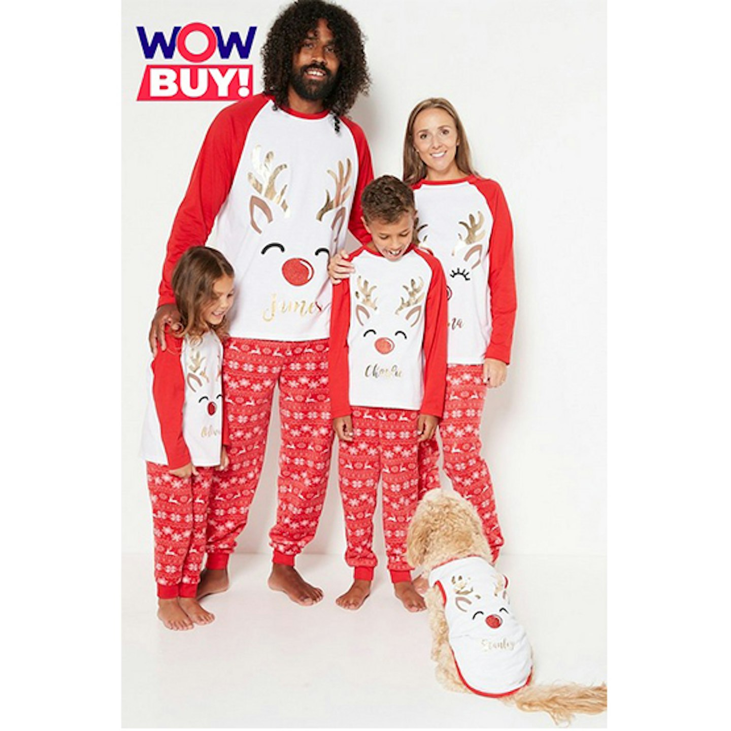 Dog Personalised Family Reindeer Pyjamas