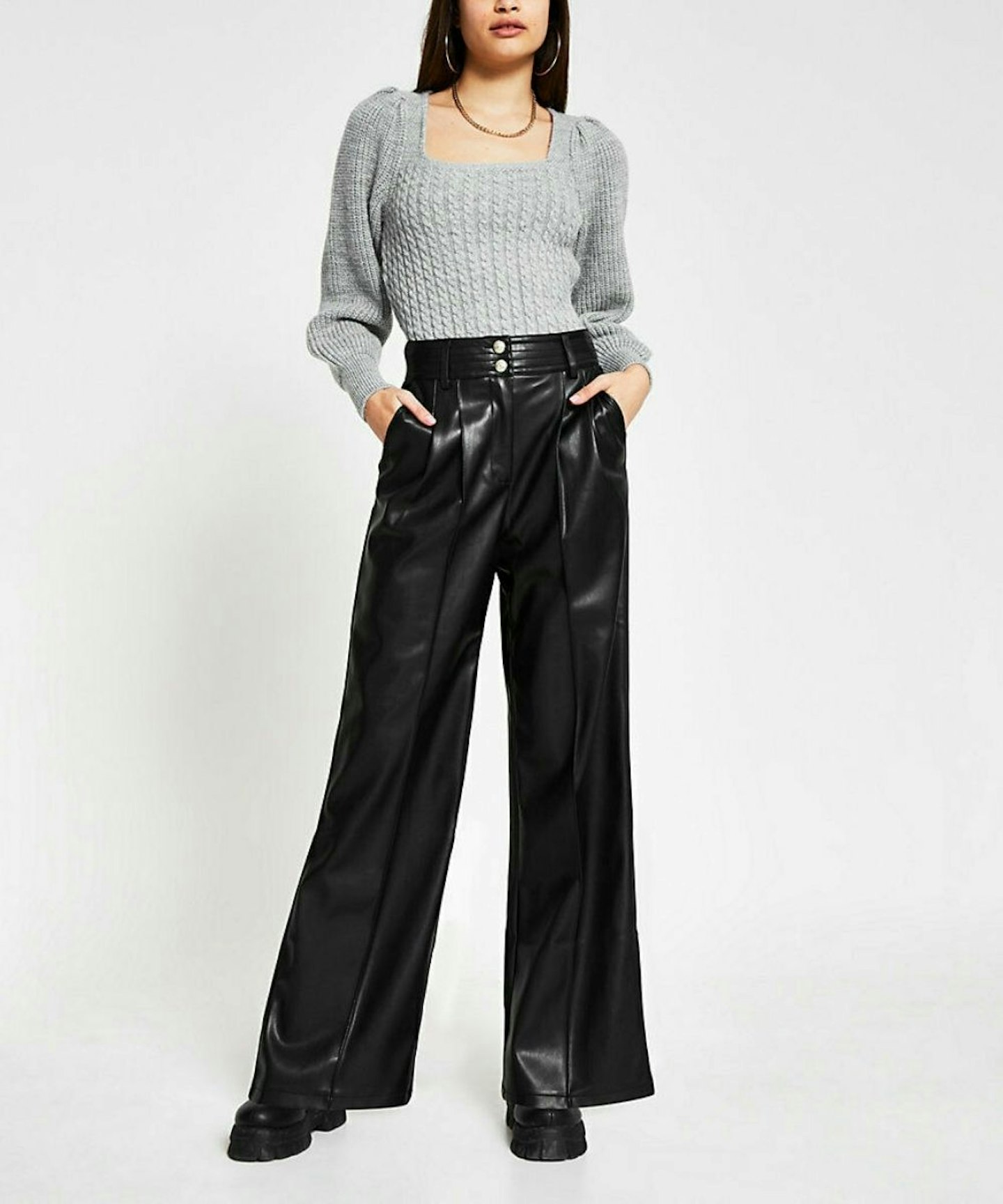 River Island Pleat Front Wide Leg Trousers