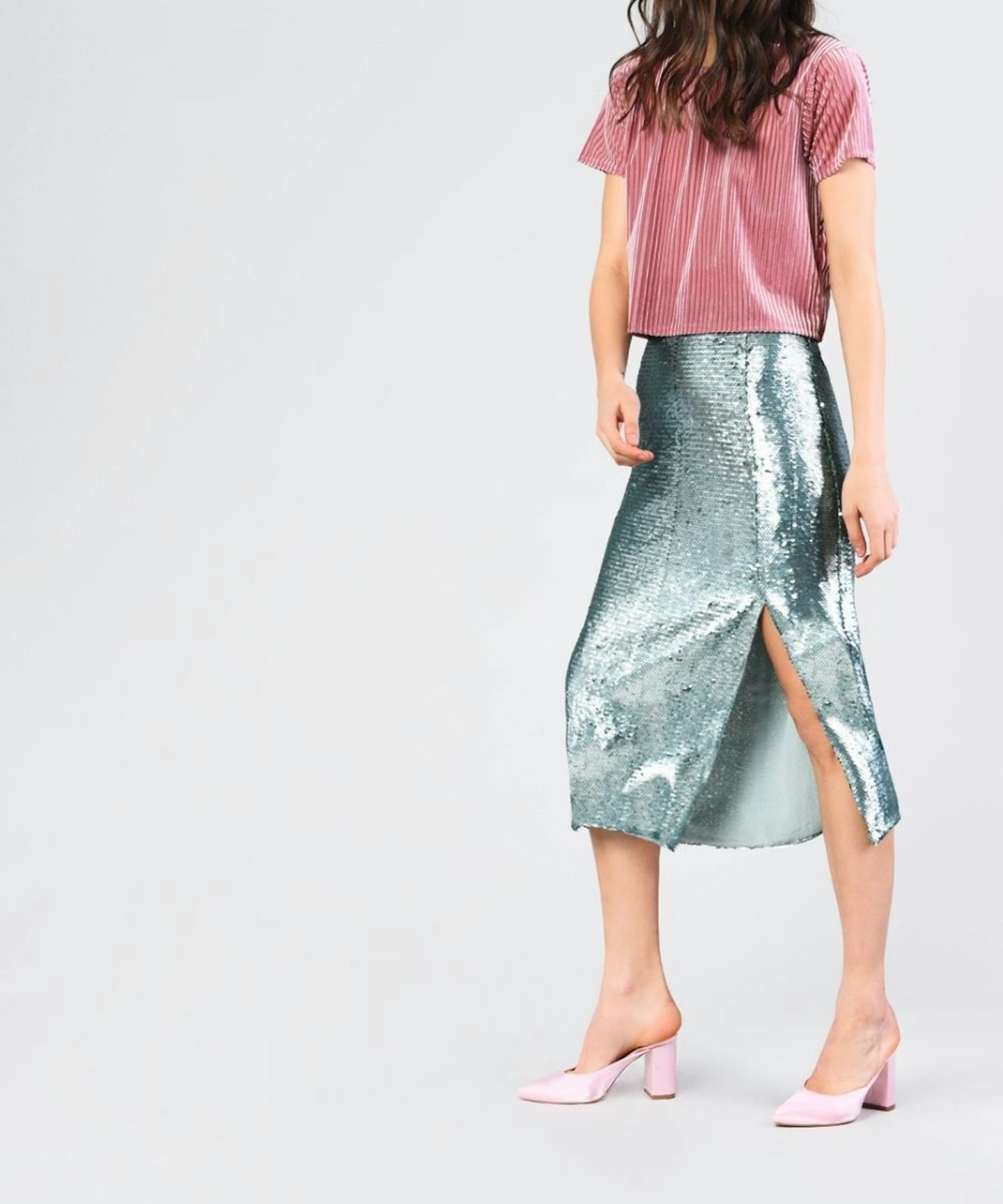 Glamorous Dusty Mint Sequin Skirt