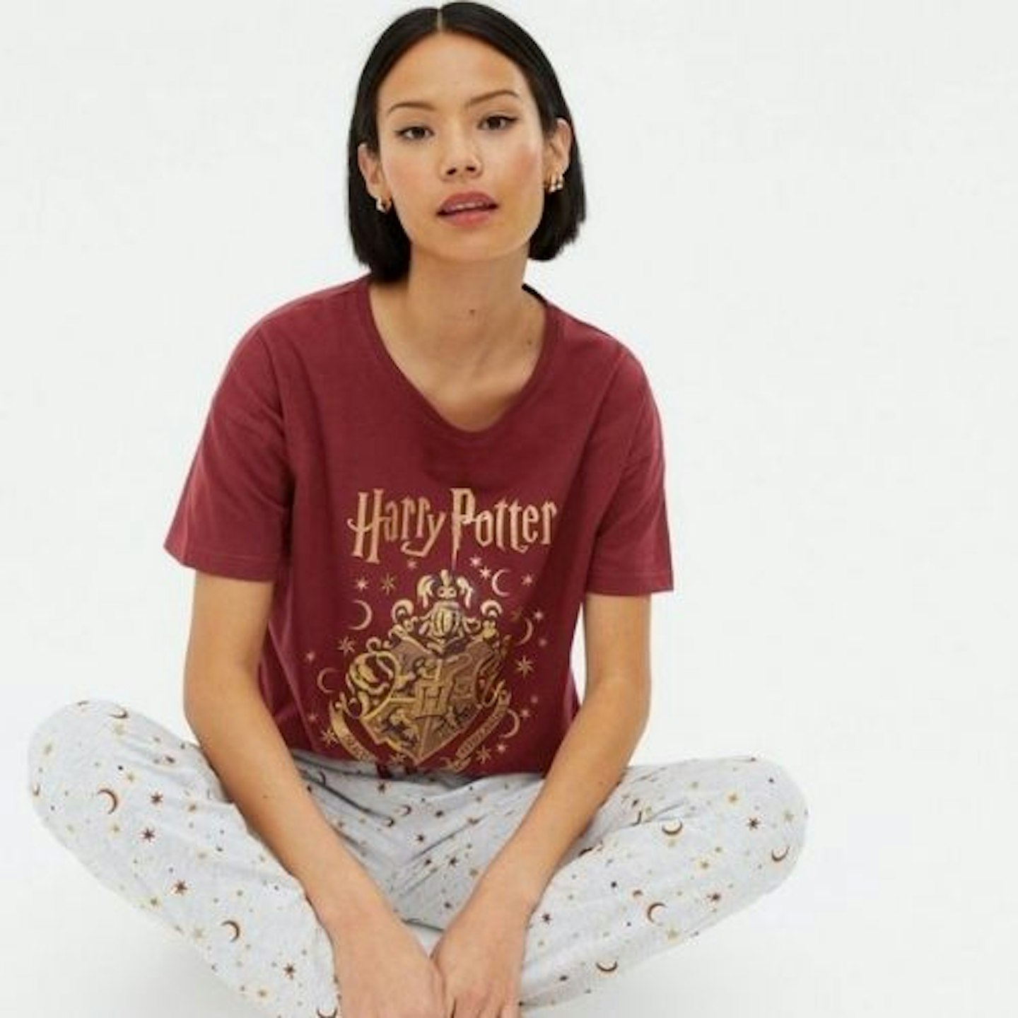 Red Harry Potter Jogger Pyjama Set with Hogwarts Crest