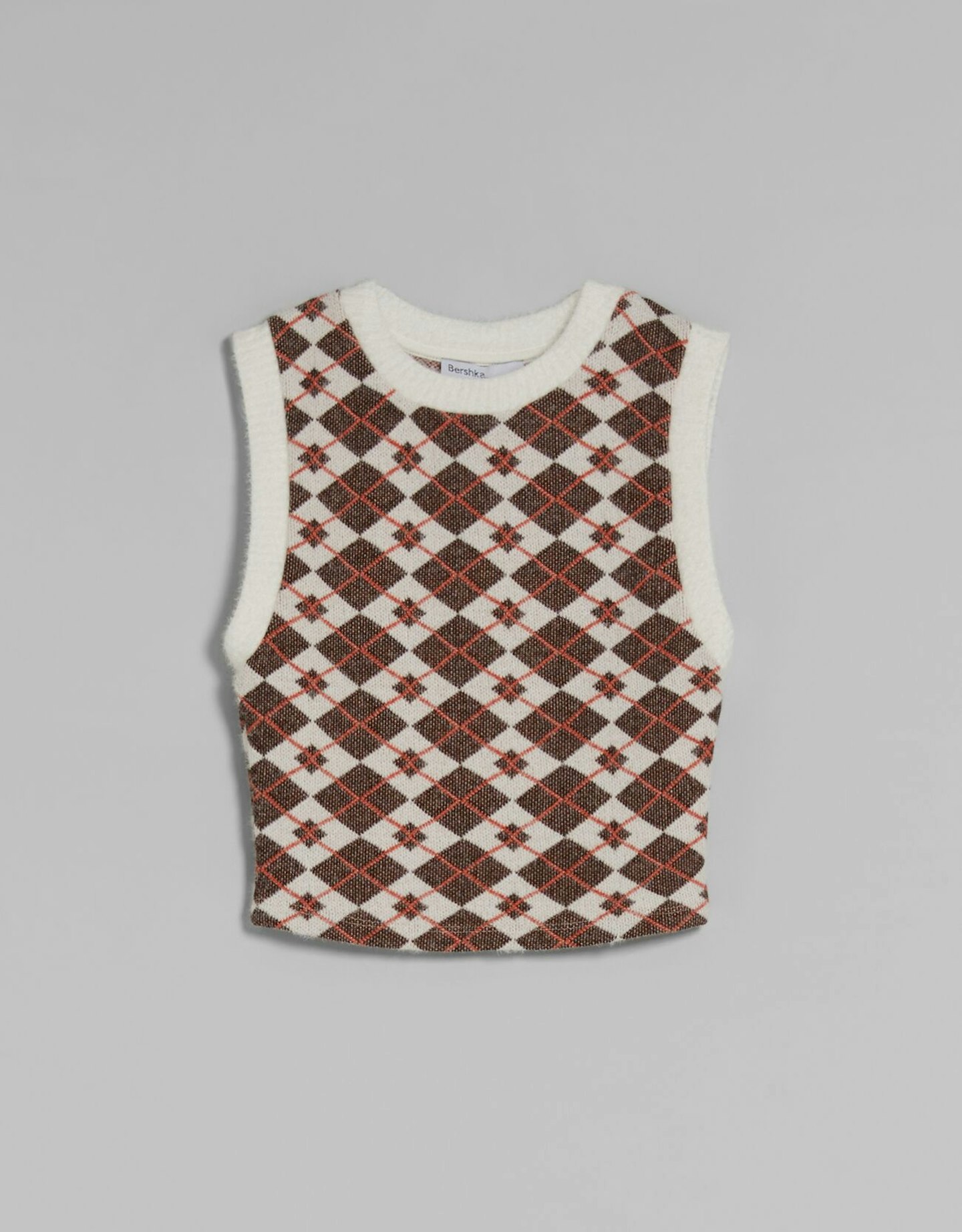 Bershka, Fuzzy round neck sweater vest, £17.99