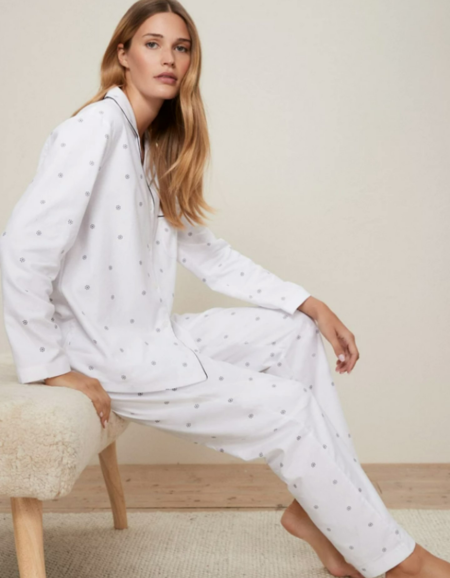Brushed-Cotton Snowflake Star Pyjama Bottoms