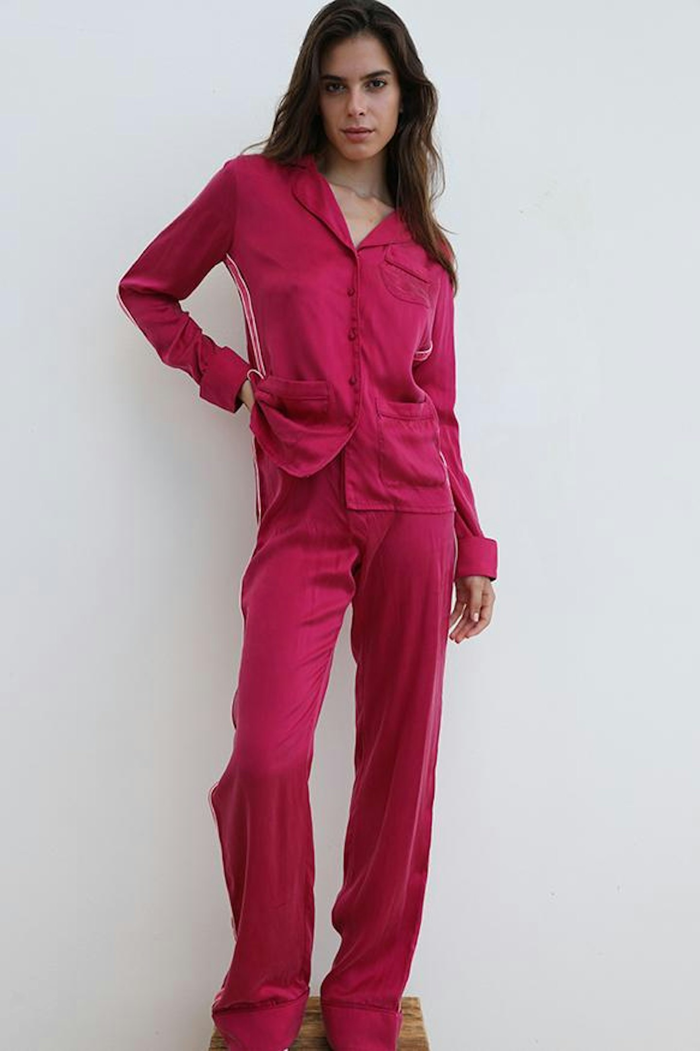 Paper London, Florence Pyjamas In Silk Berry, £420