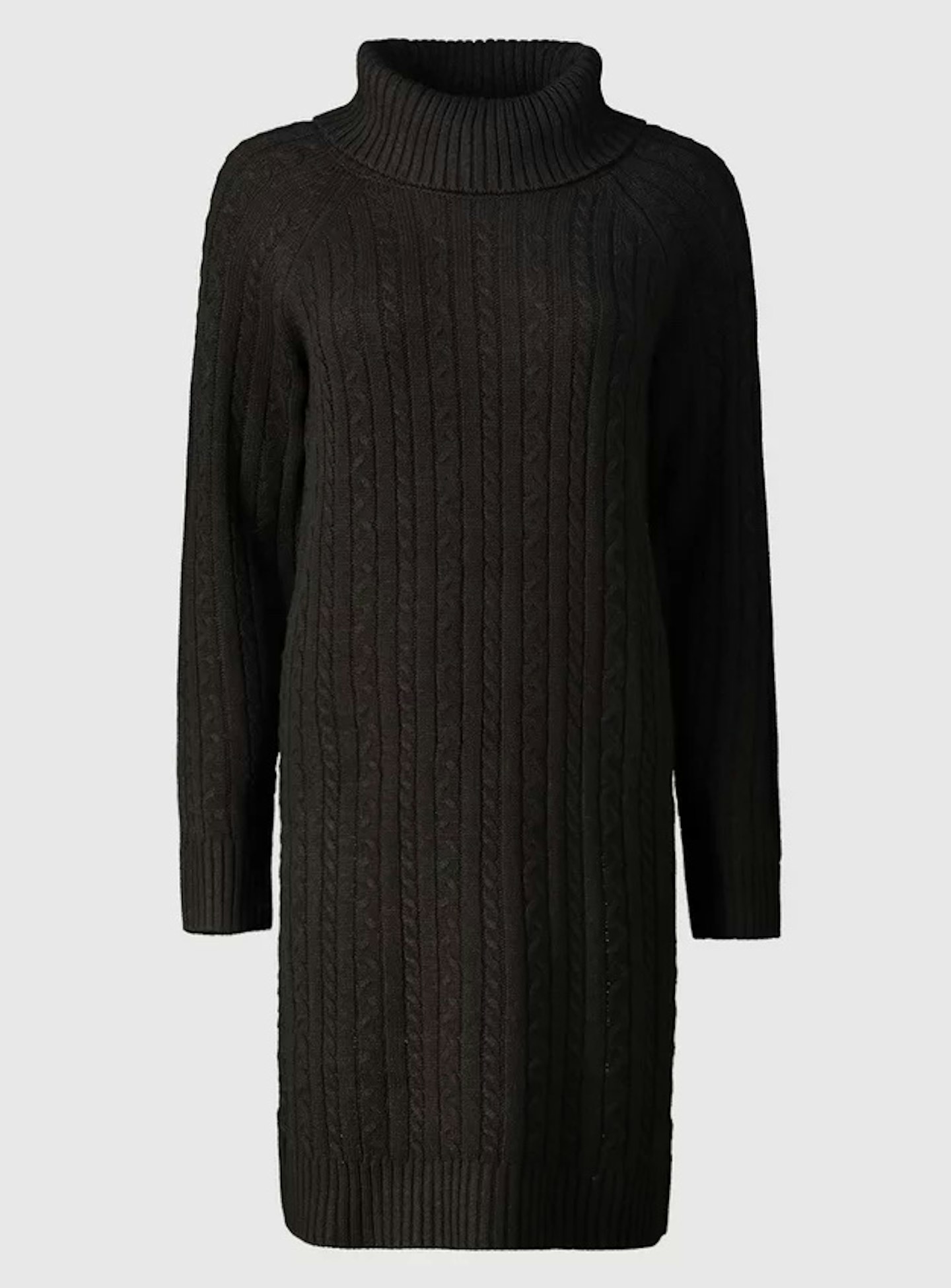 Black Cable Knit Soft Touch Roll Neck Jumper, 20