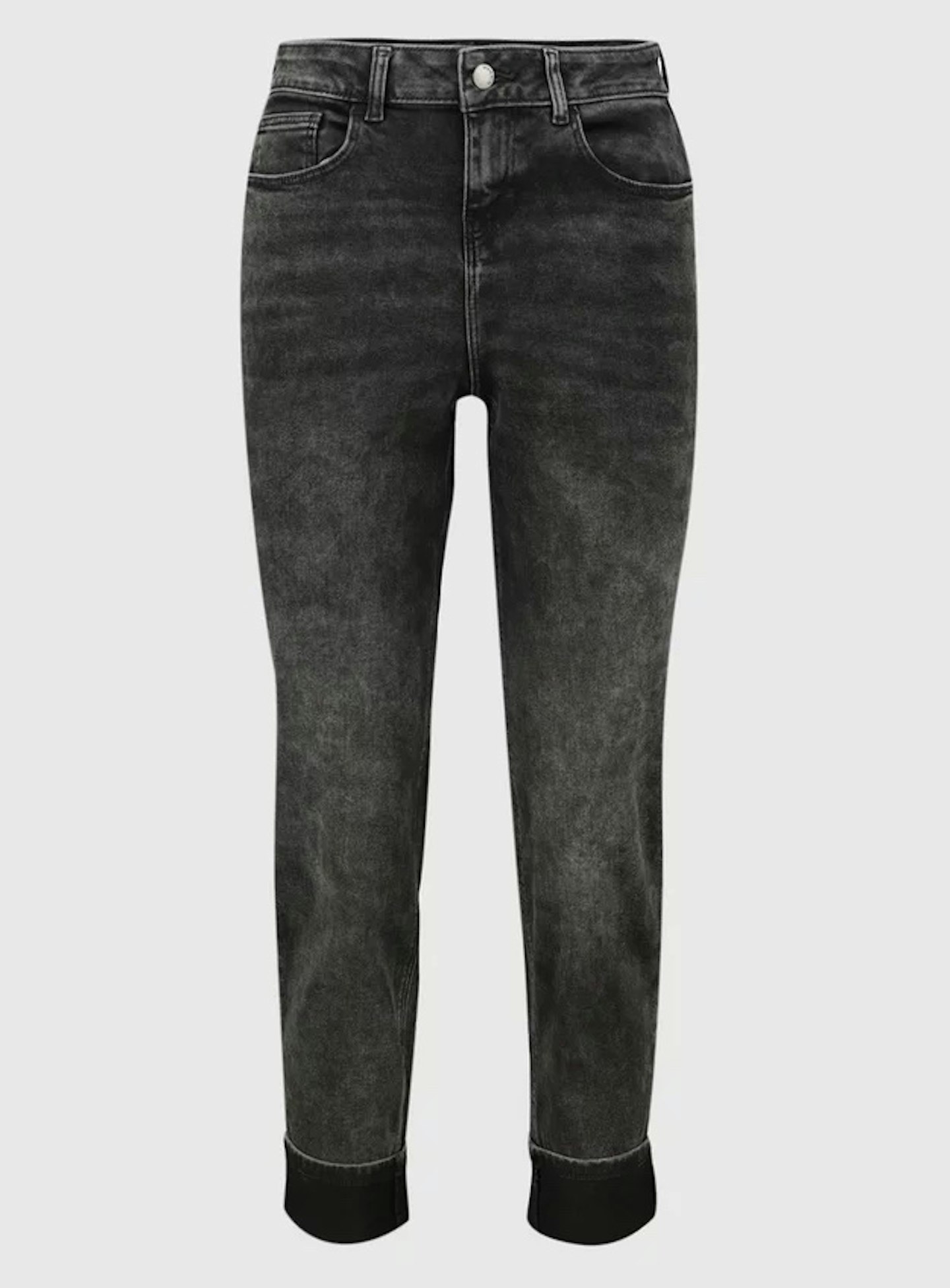 Washed Black Girlfriend Jeans, 16