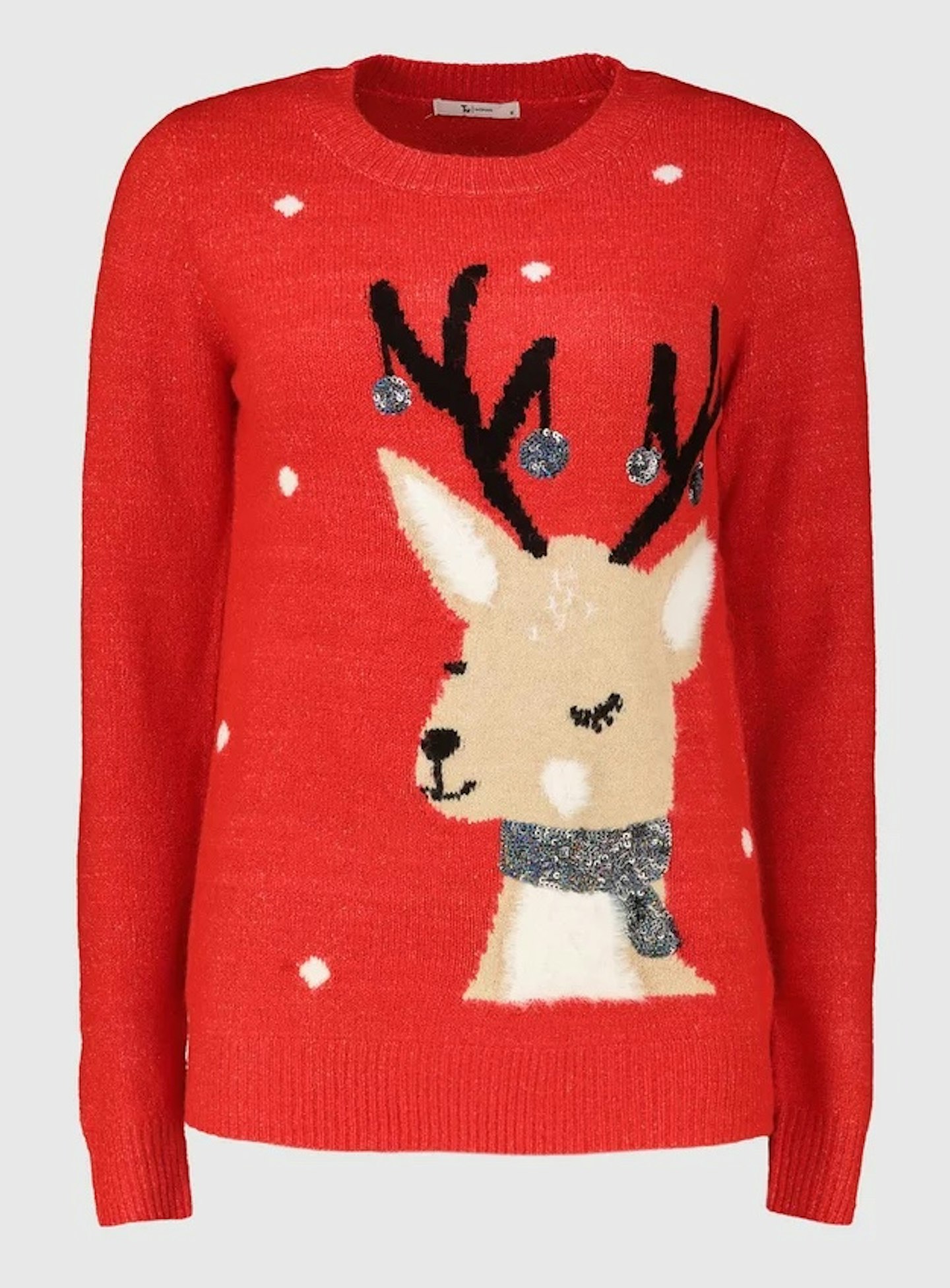 Christmas Red Glitter Reindeer Jumper, £20