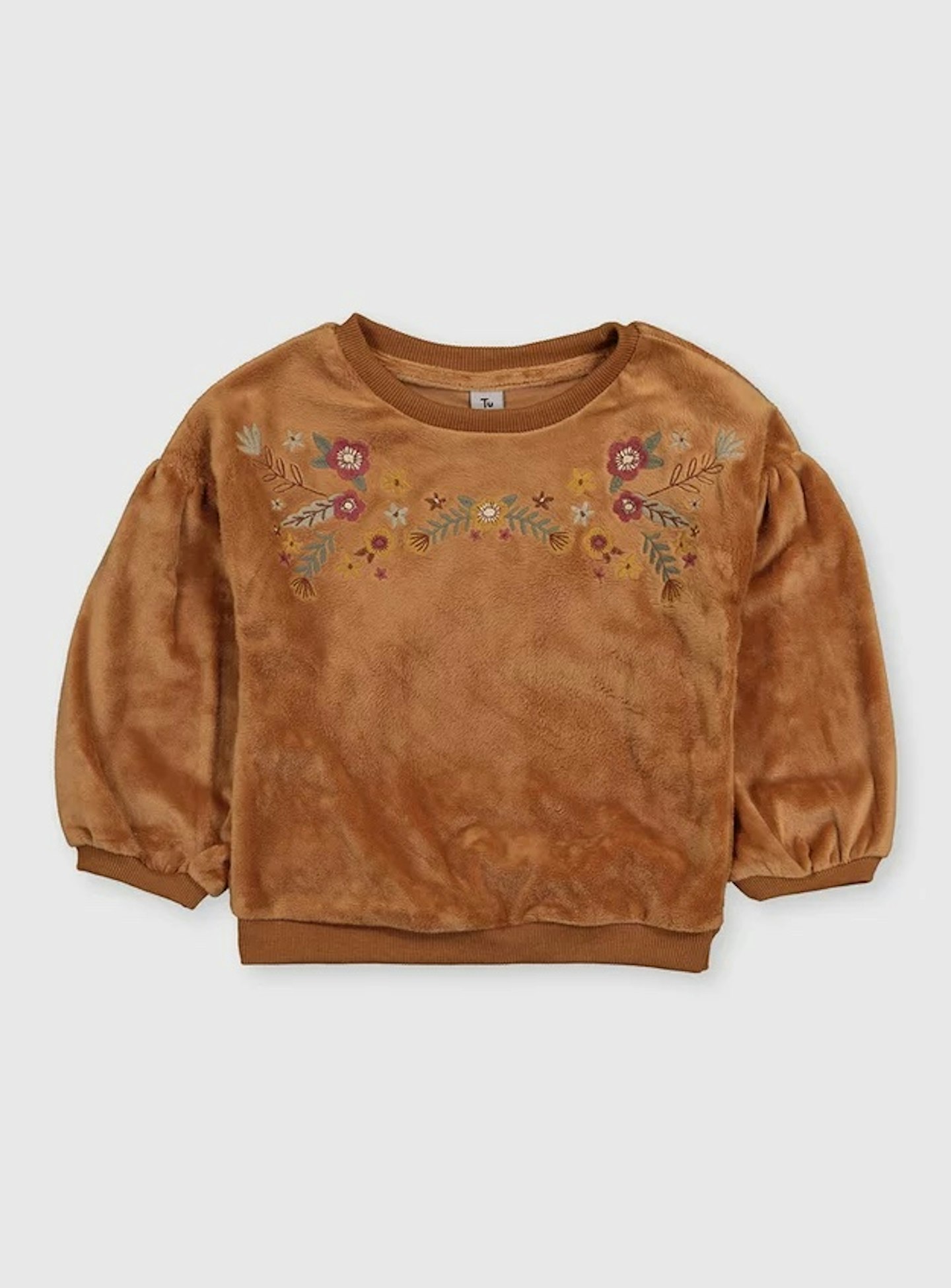 Brown Velour Floral Embroidered Sweatshirt (1-7 Years), From £8.00