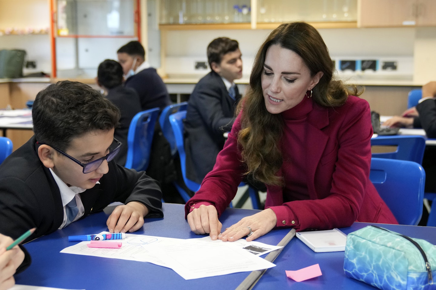 kate middleton in pink coat 