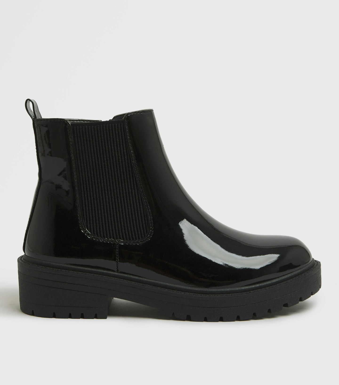 Black Patent Chunky Chelsea Boots, £29.99 (Now £15, Saving £14.99)