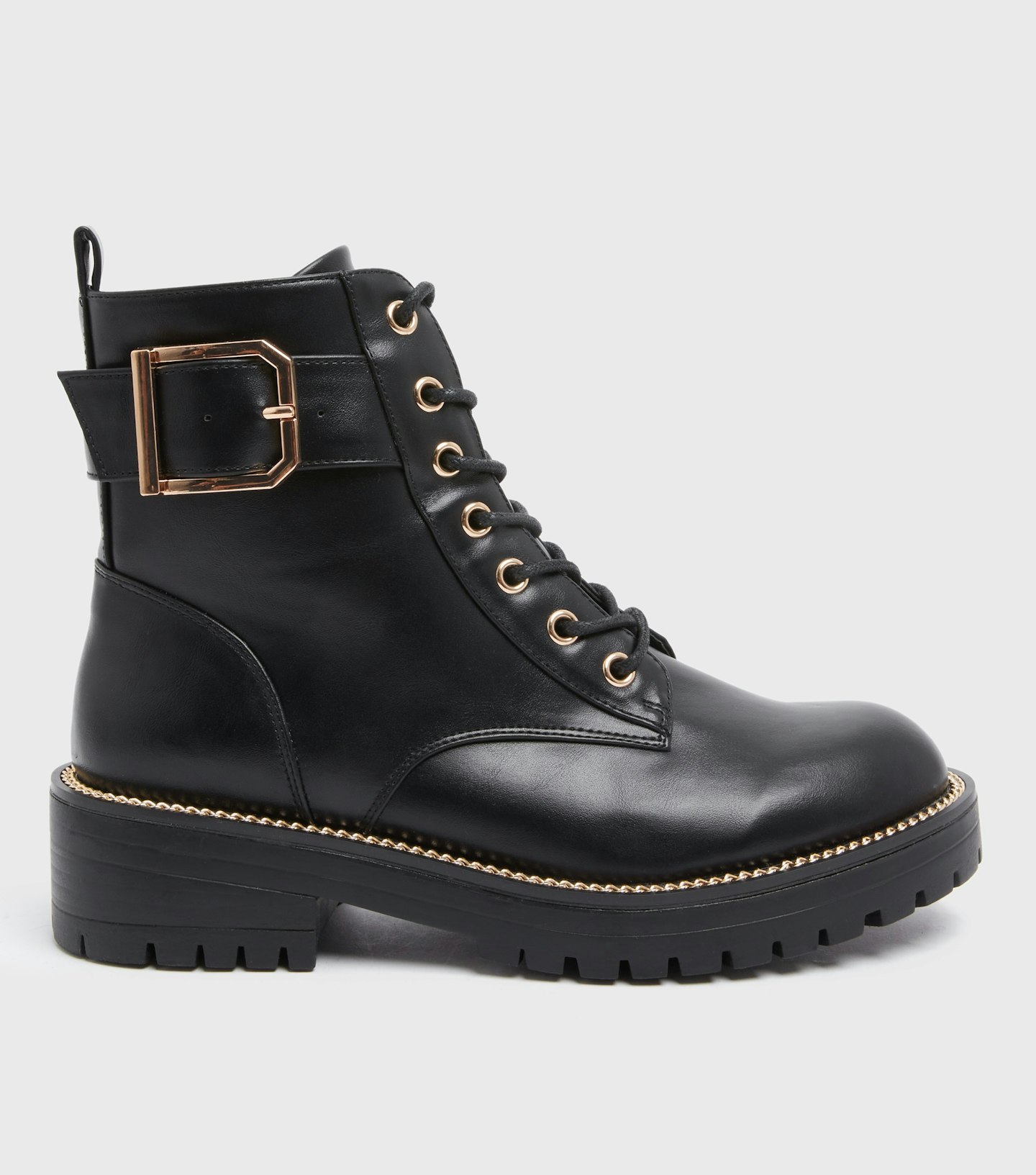 Black Leather-Look Metal Trim Chunky Boots, £20 (Wsa £34.99, Saving £14.99)