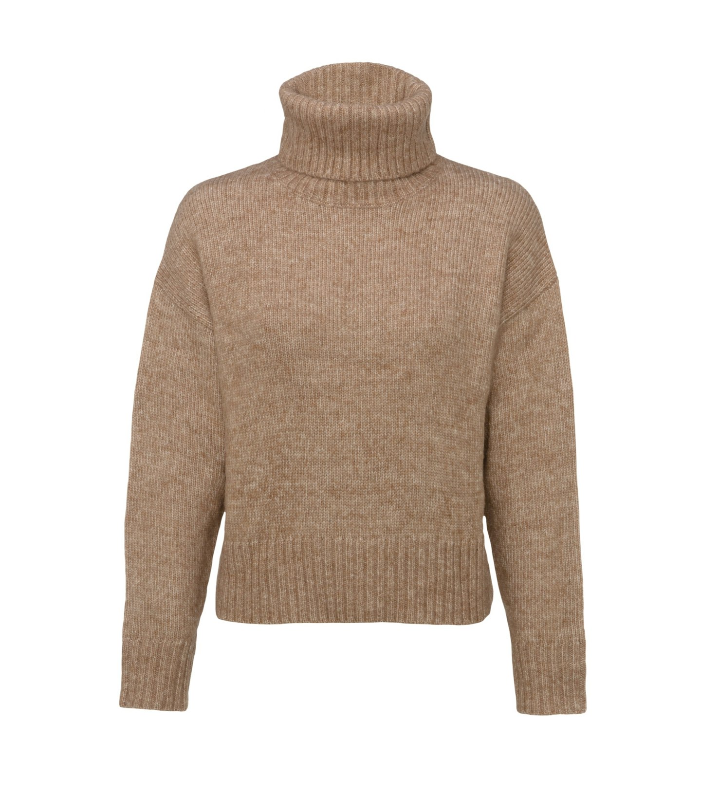 Camel Boxy Roll Neck Jumper