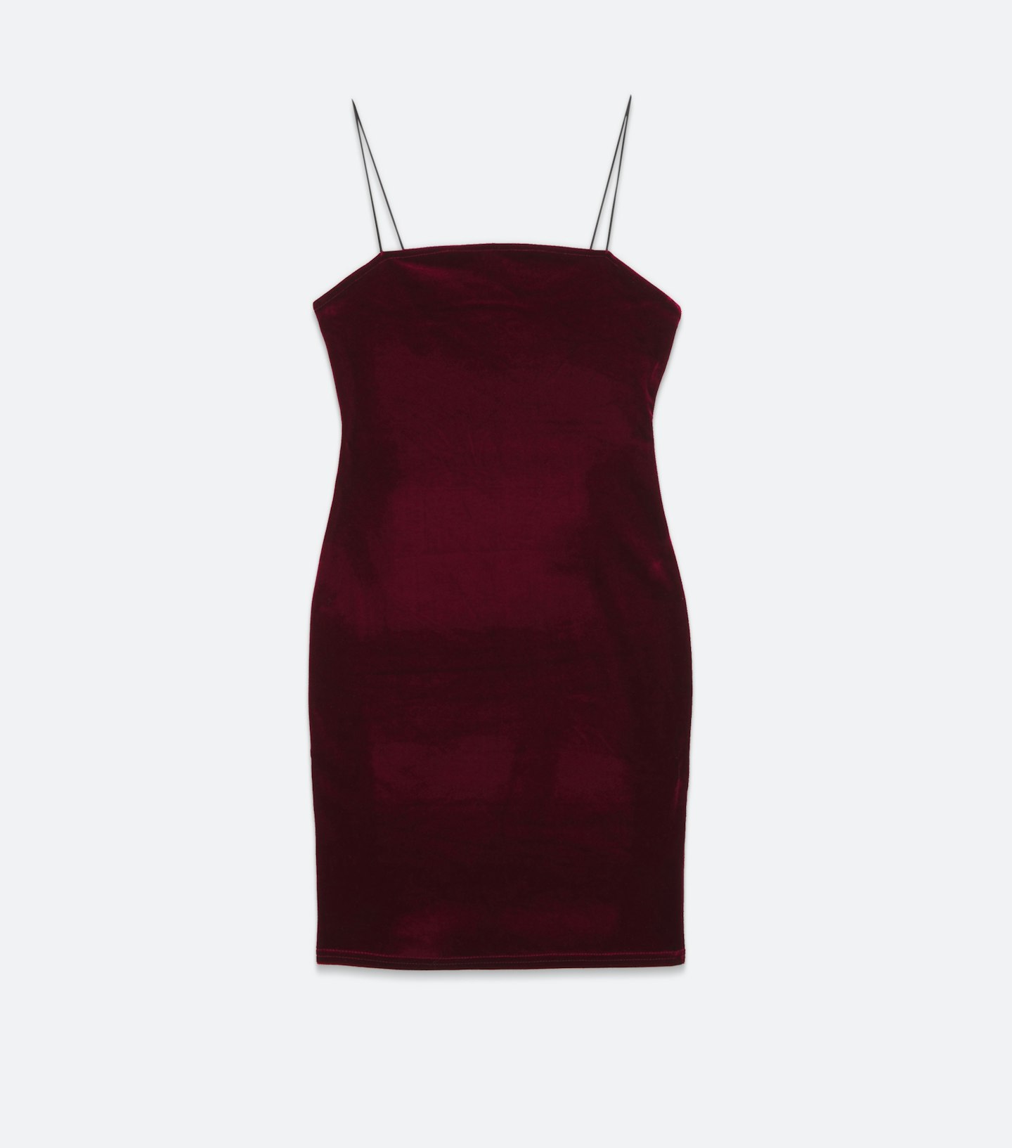 Burgundy Velvet Square Neck Strappy Mini Bodycon Dress, £11.99 (Was £19.99, Saving £8)