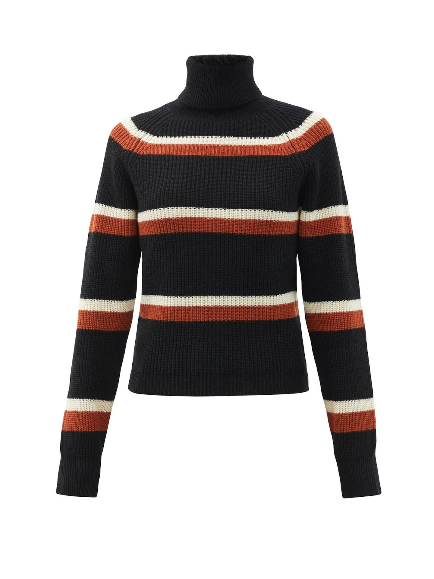 Marni, Roll-neck intarsia-striped ribbed-wool sweater, WAS £590 NOW £442.50