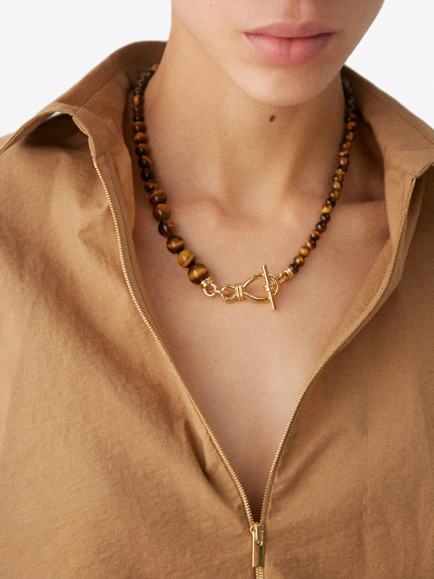 Missoma, Tiger's eye & 18kt gold-plated necklace, WAS £215 NOW £161.25