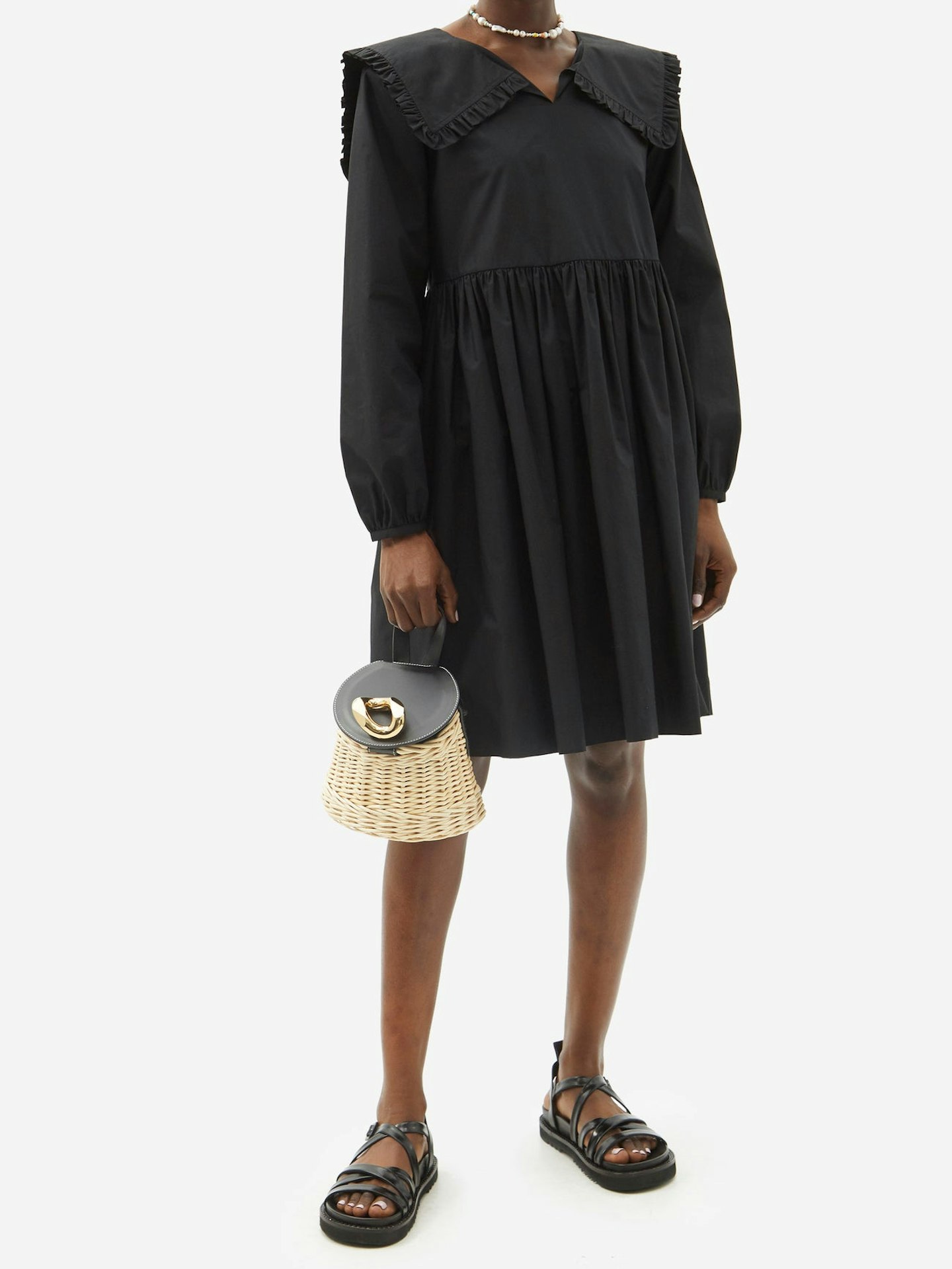 Molly Goddard, Atlanta frilled-collar cotton-poplin mini dress, WAS £720 NOW £540