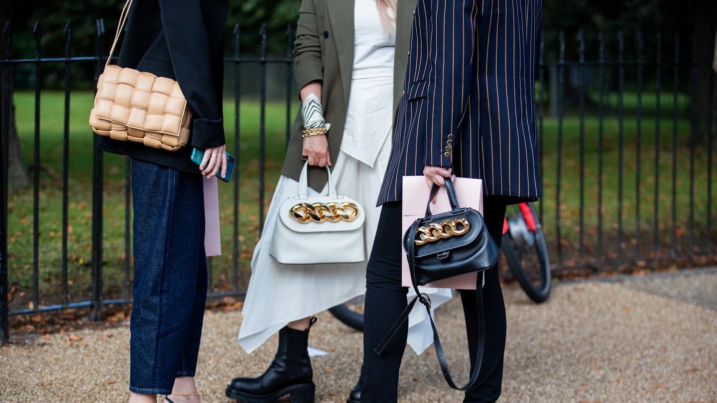 designer shoes and bags at london fashion week