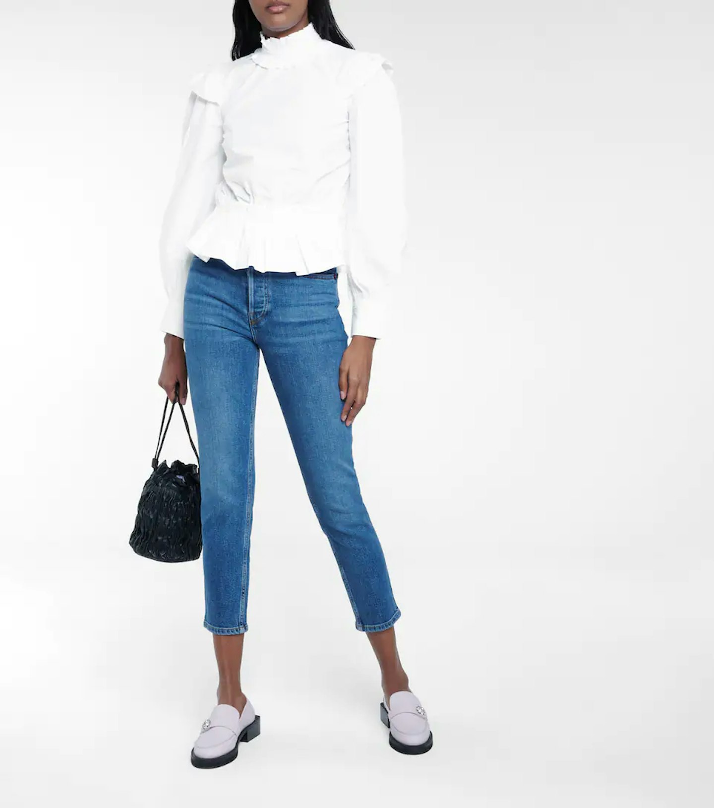 GANNI Ruffled cotton blouse