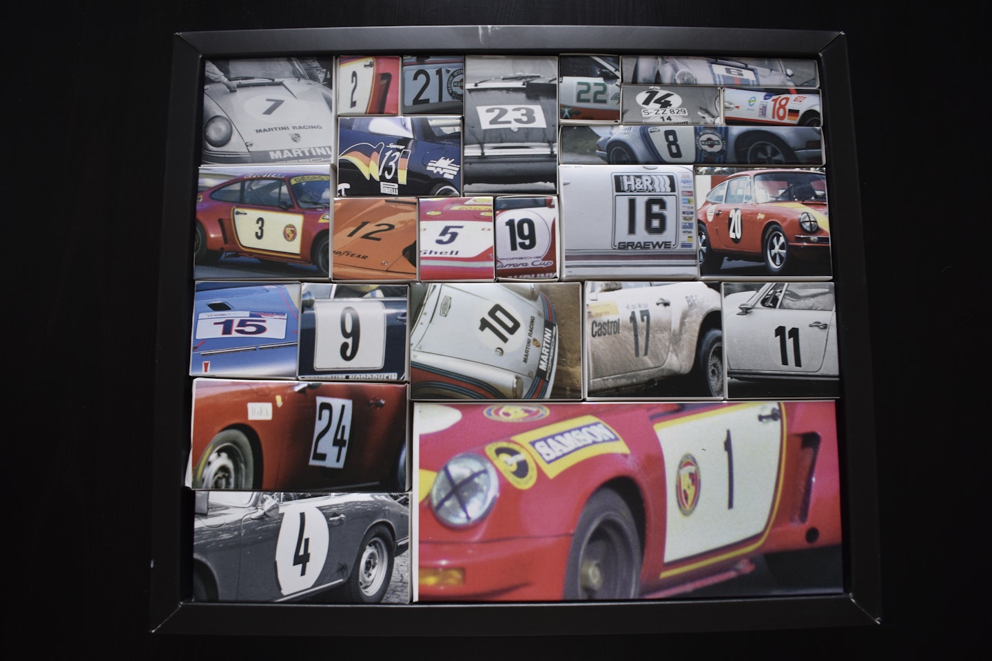 The inside of the Porsche 911 advent calendar 