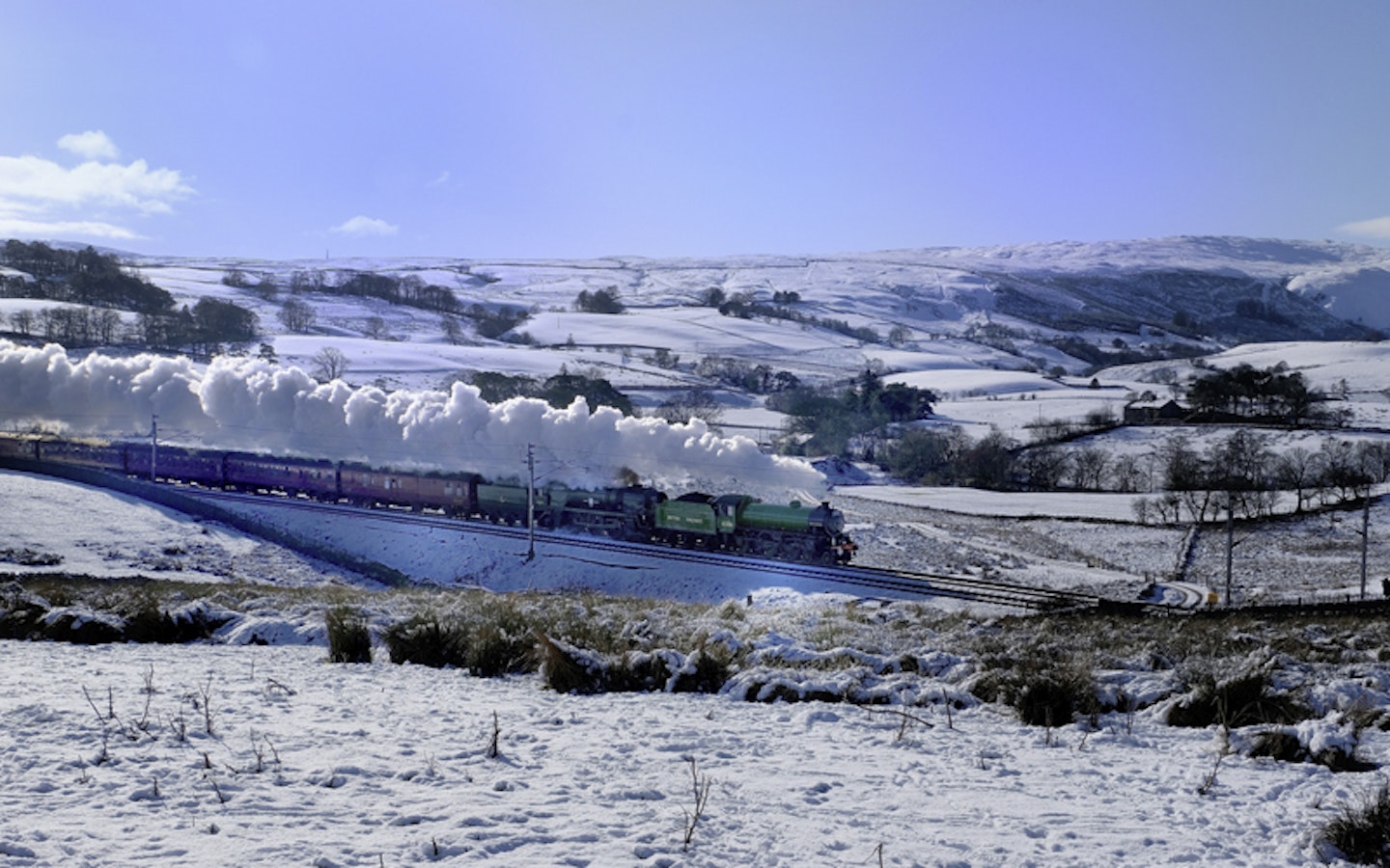 Travel on a vintage steam train 