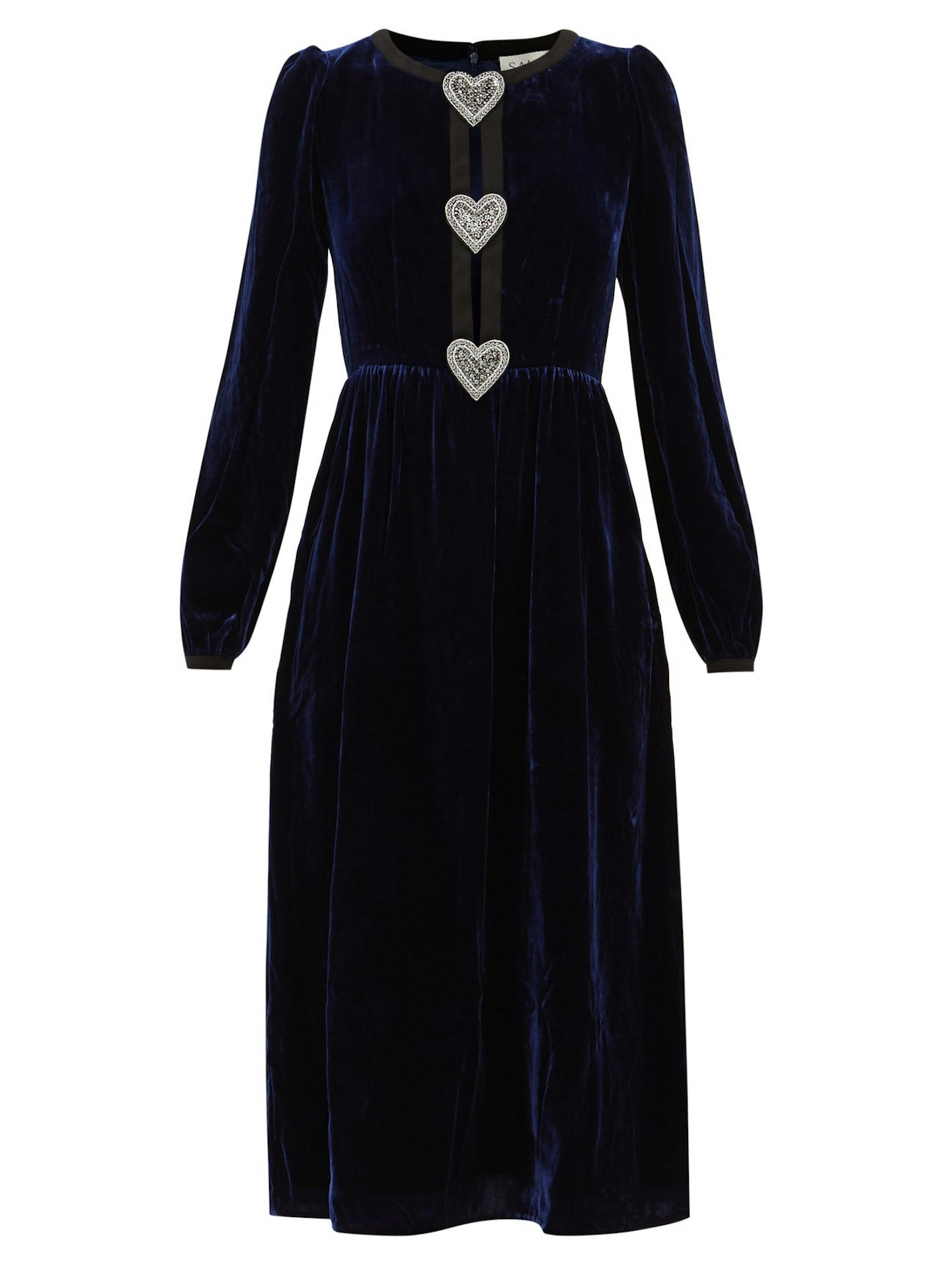 Saloni, Camille crystal-bow velvet midi dress, £695