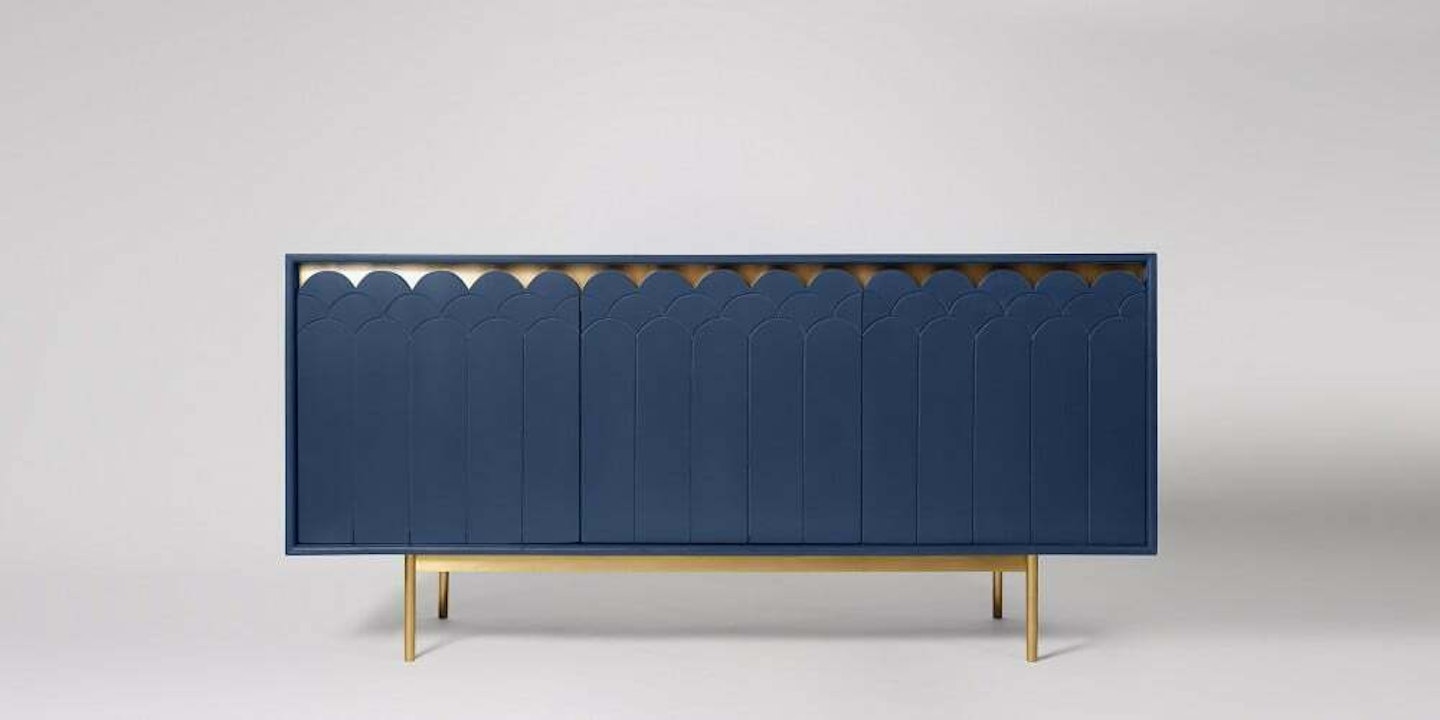Swoon, Blue Engineered Body & Brass Deco Storage Sideboard, £434.99