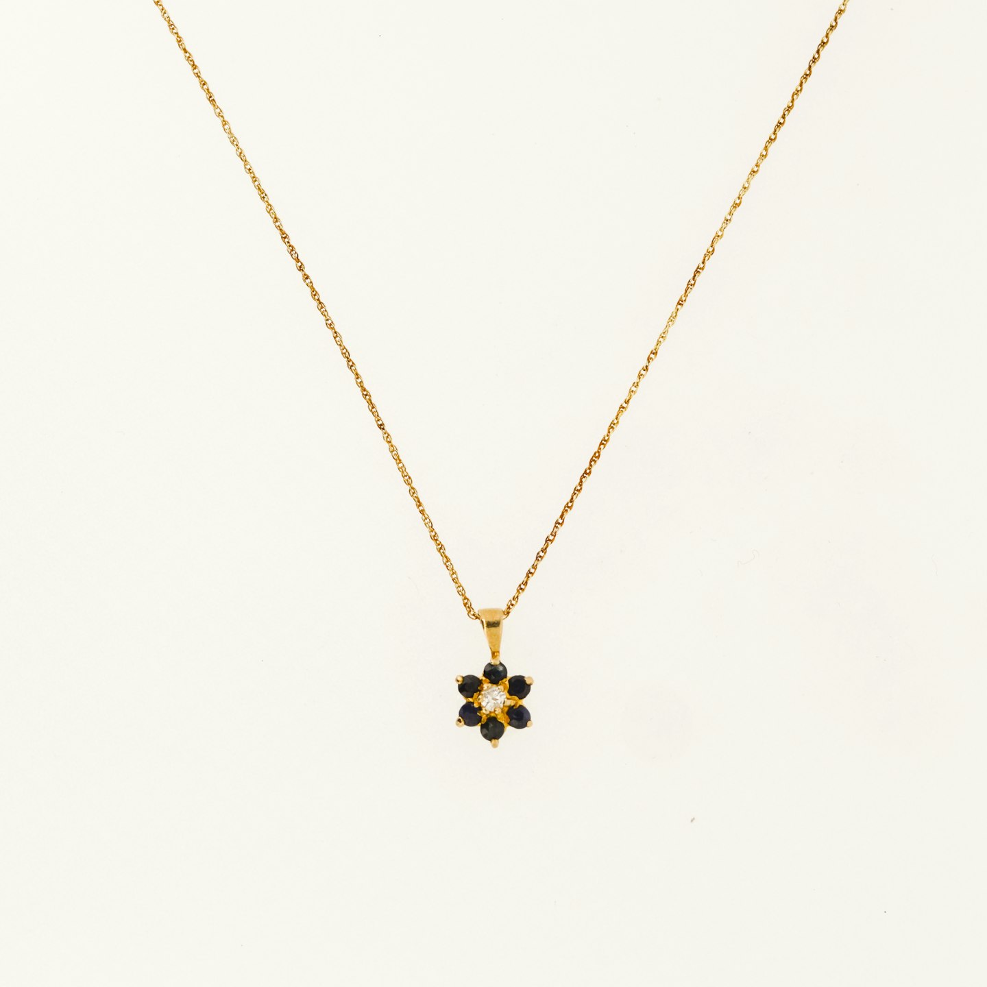 PI London, 9ct Gold Sapphire And Diamond Cluster September Birthstone Necklace,  £330
