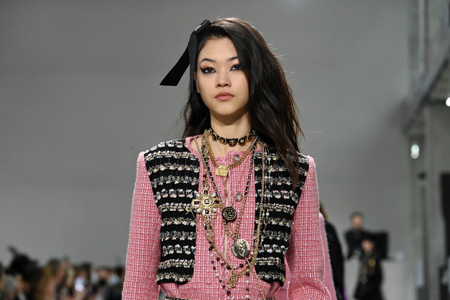 A model on the catwalk at Chanel's Métiers d’art