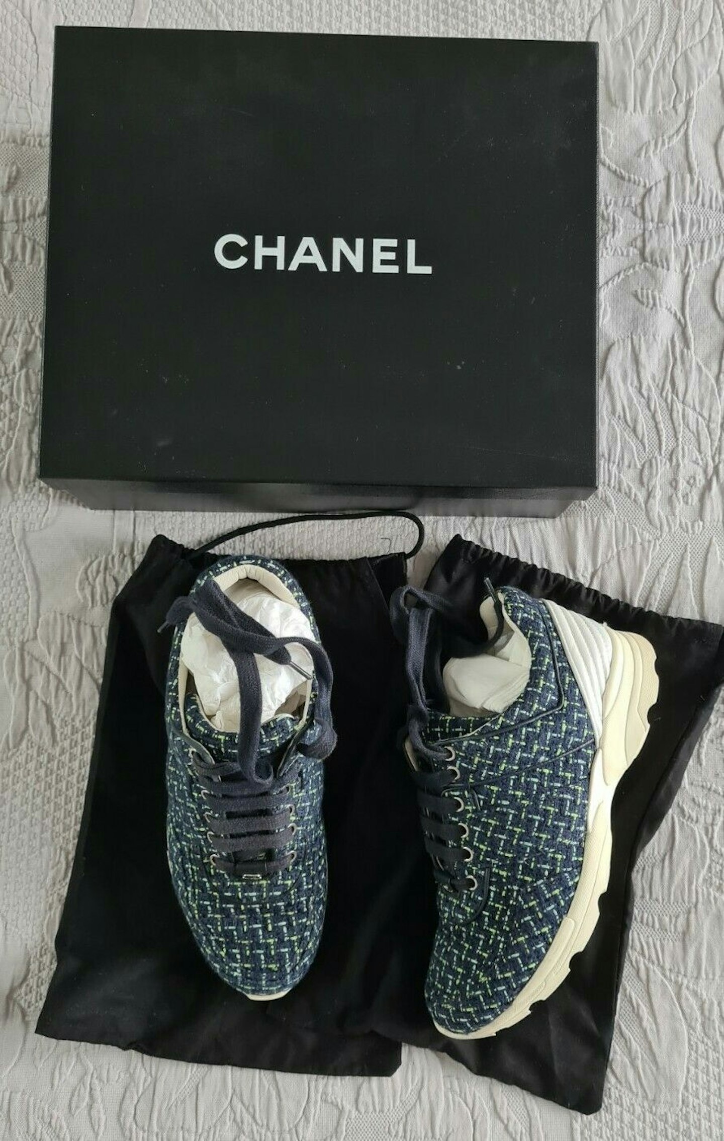 Chanel, Green and Navy Trainers, £110