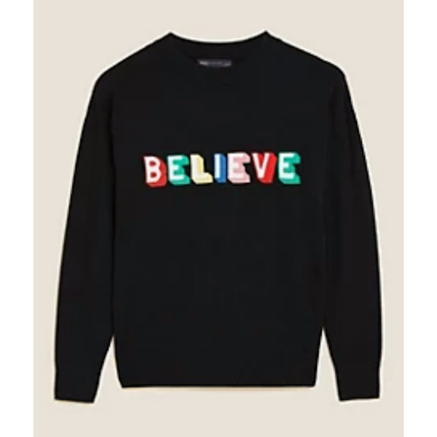 Soft Touch Believe Slogan Crew Neck Jumper