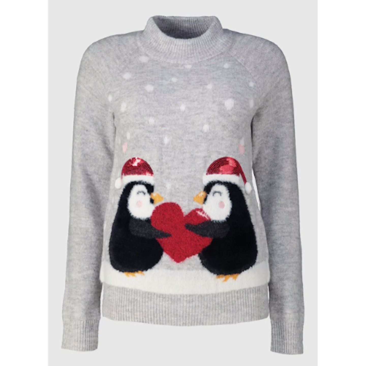Christmas Grey Penguin Love Jumper
