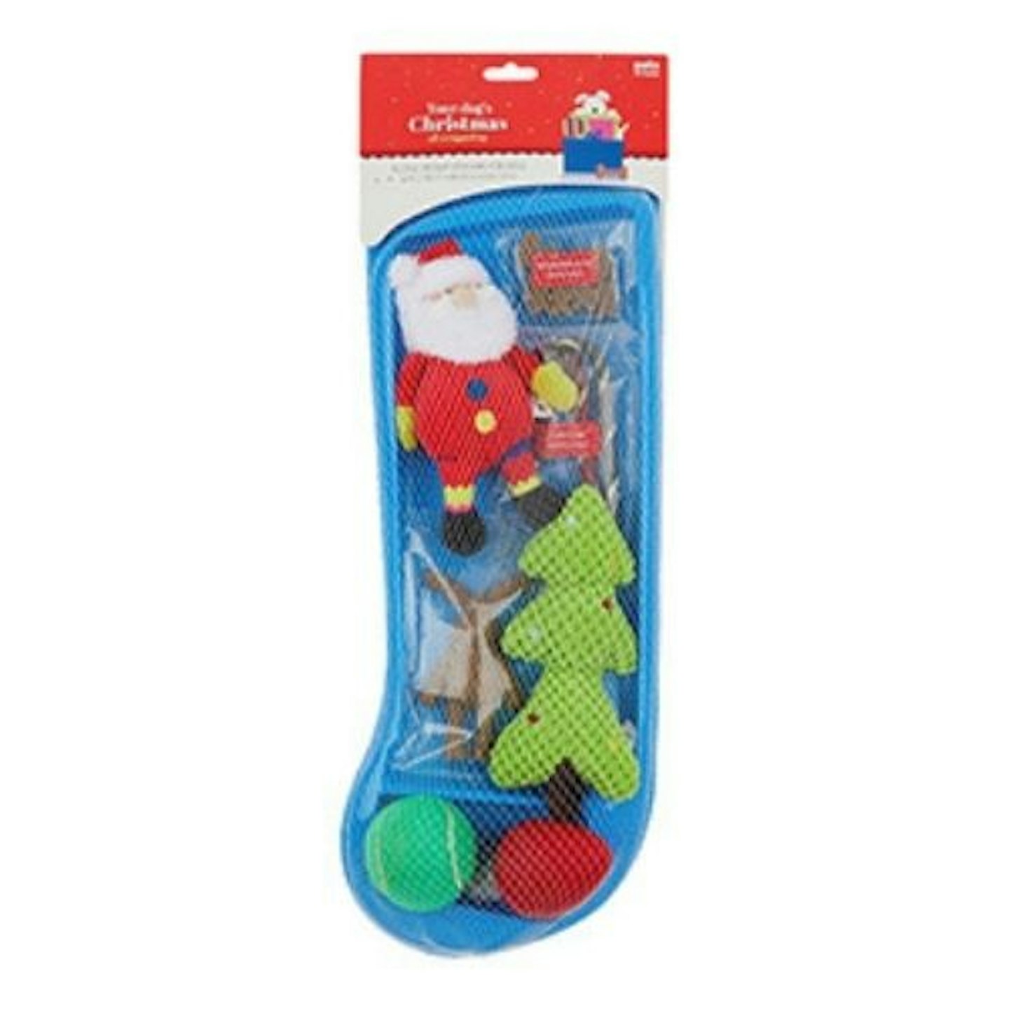 Pets at Home Christmas 6 Piece Toys and Treats Festive Dog Stocking for Small Dogs