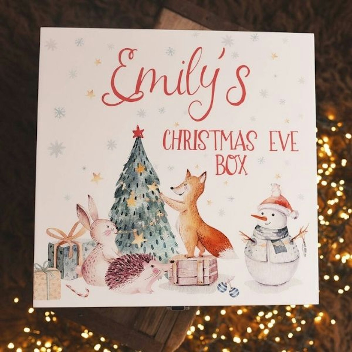 Personalised Winter Animals Wooden Christmas Eve Box