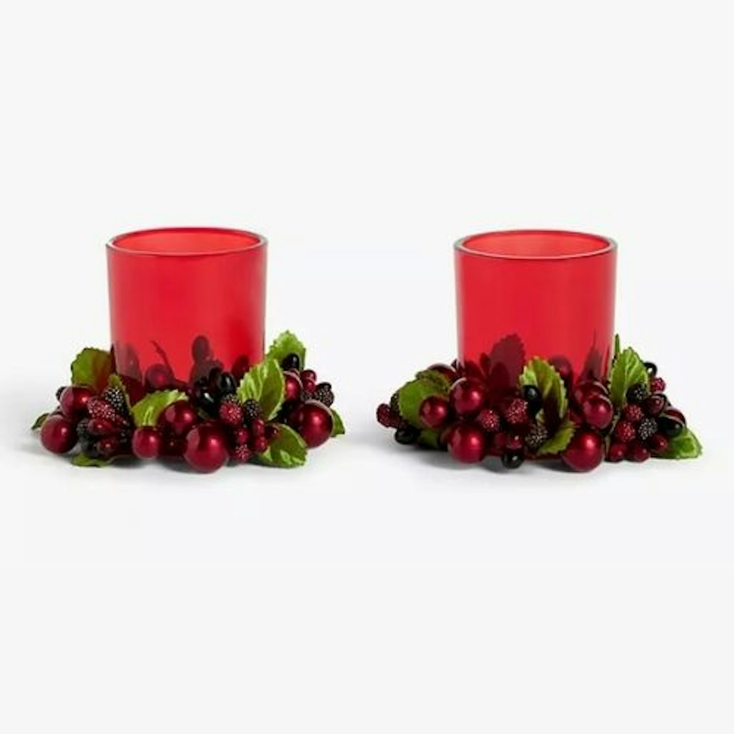 John Lewis & Partners Cranberries Votive Candle Holders, Set of 2, Red