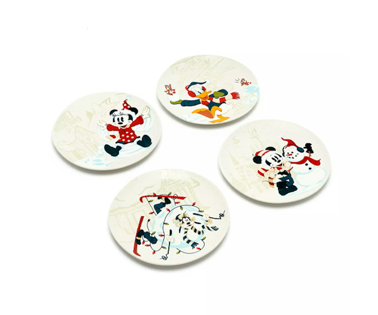 Disney Store Mickey and Friends Walt's Holiday Lodge Plates, Set of 4